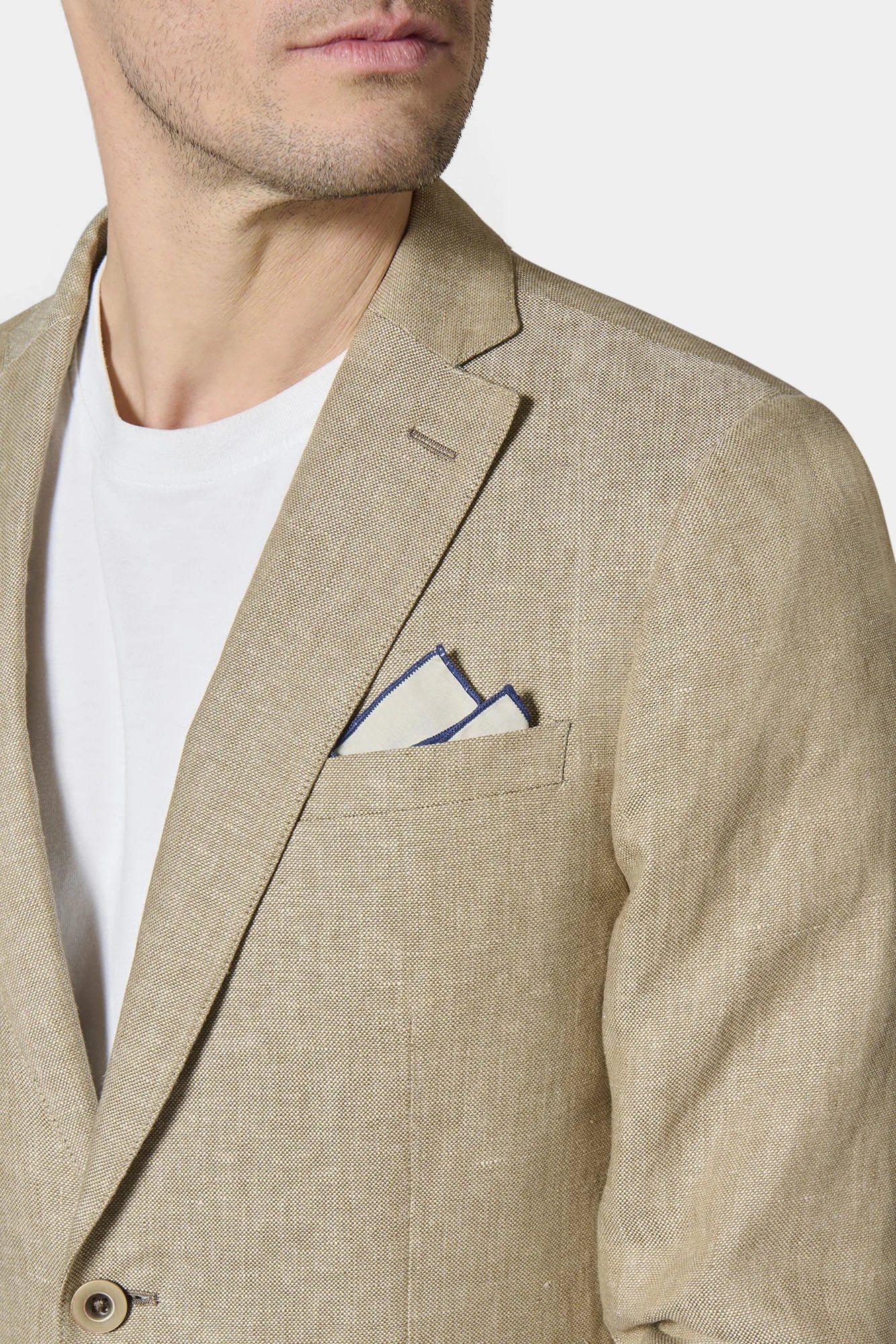 Veste décontractée, natté pur lin Jerem, boutons de poignet, coupe droite