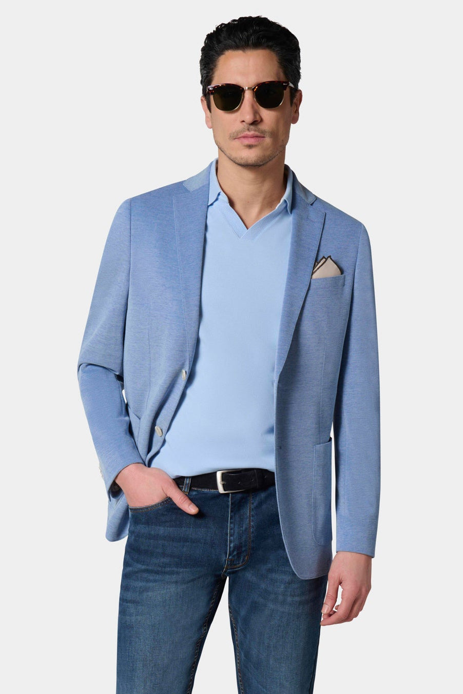Veste décontractée en maille piquée Jerem, col cranté à pin's, col cranté, intérieur semi-doublé