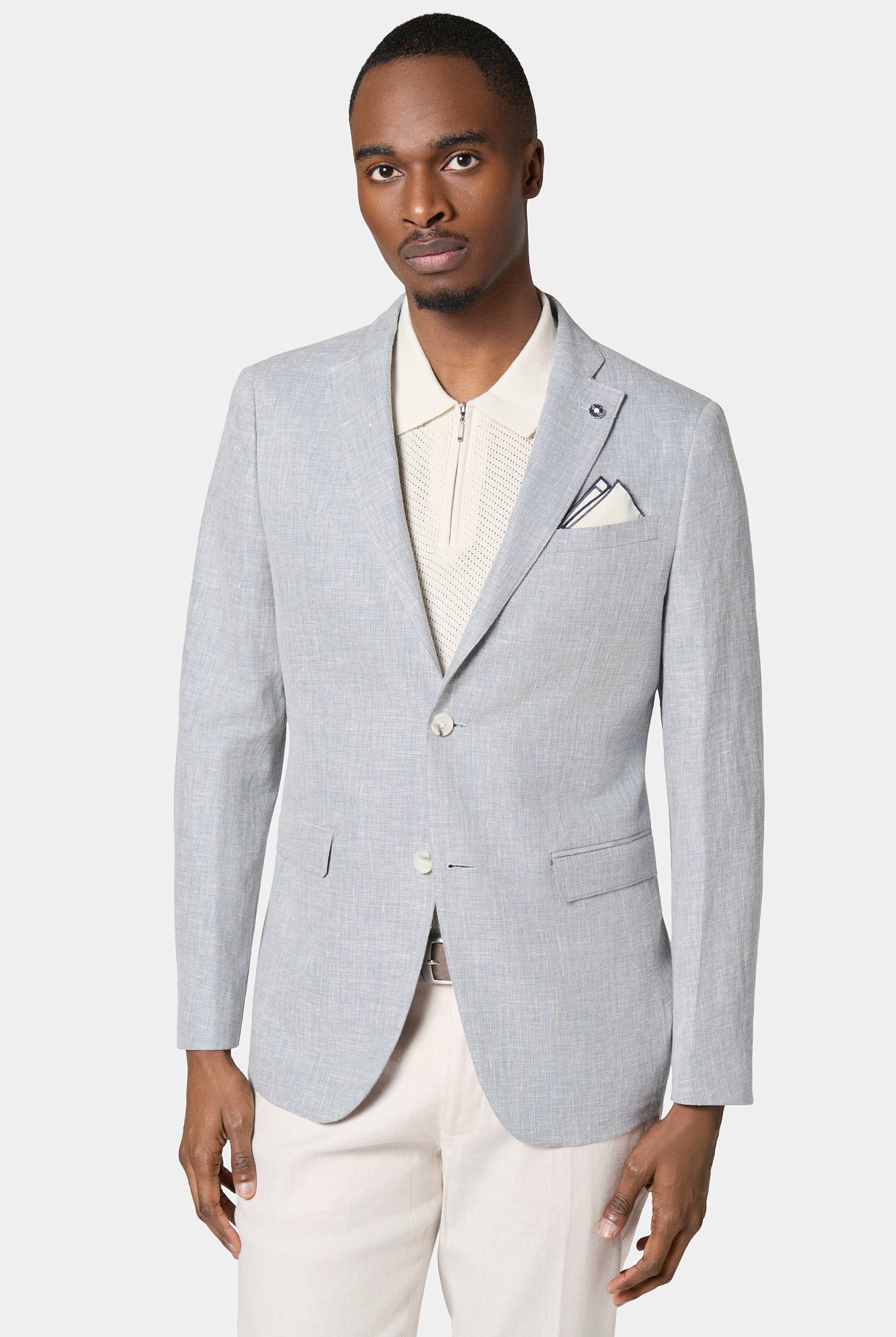 Veste décontractée, coton-lin Jerem, col cranté, intérieur semi-doublé