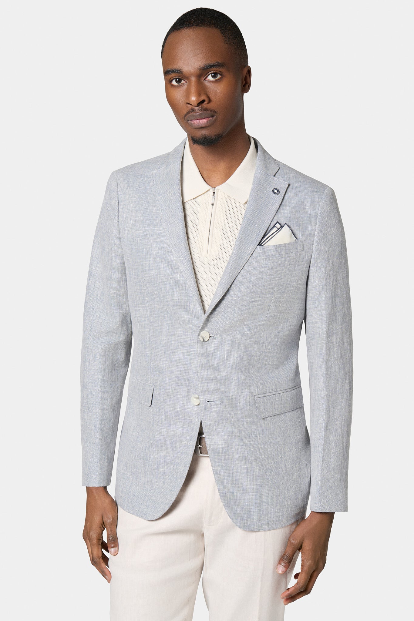 Veste décontractée, coton-lin Jerem, col cranté, intérieur semi-doublé