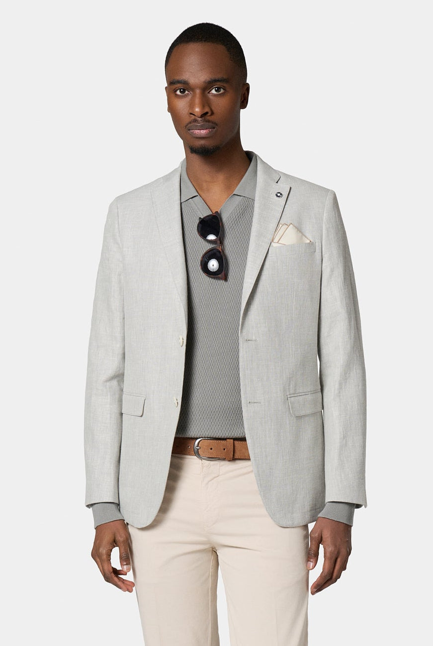 Veste décontractée Jerem, poches passepoilées à rabat, poche poitrine, coloris gris