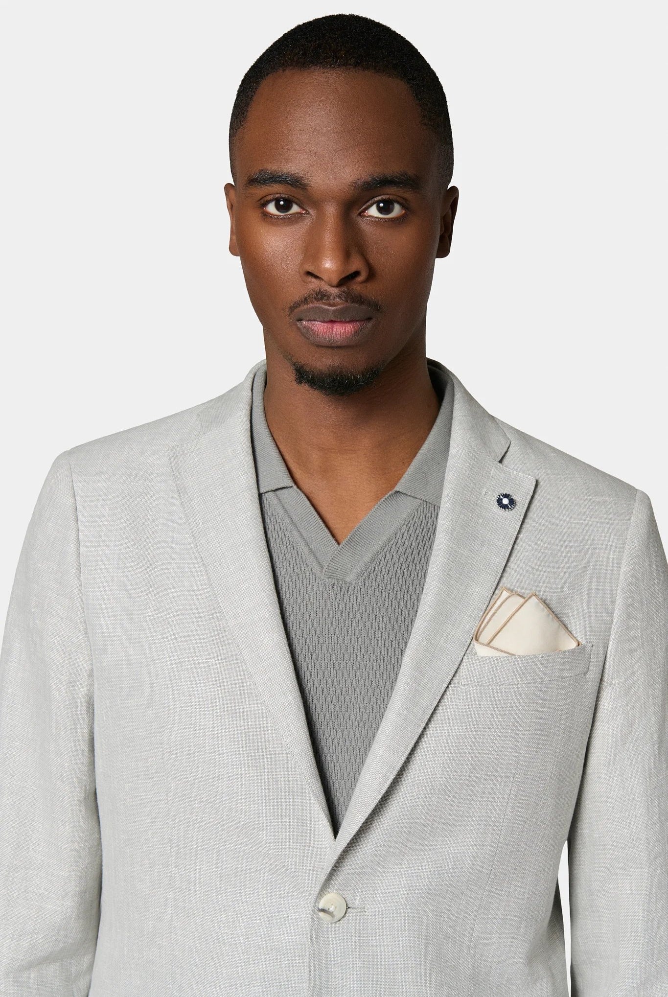 Veste décontractée, coton-lin Jerem, simple boutonnage, boutons de poignet, coloris gris