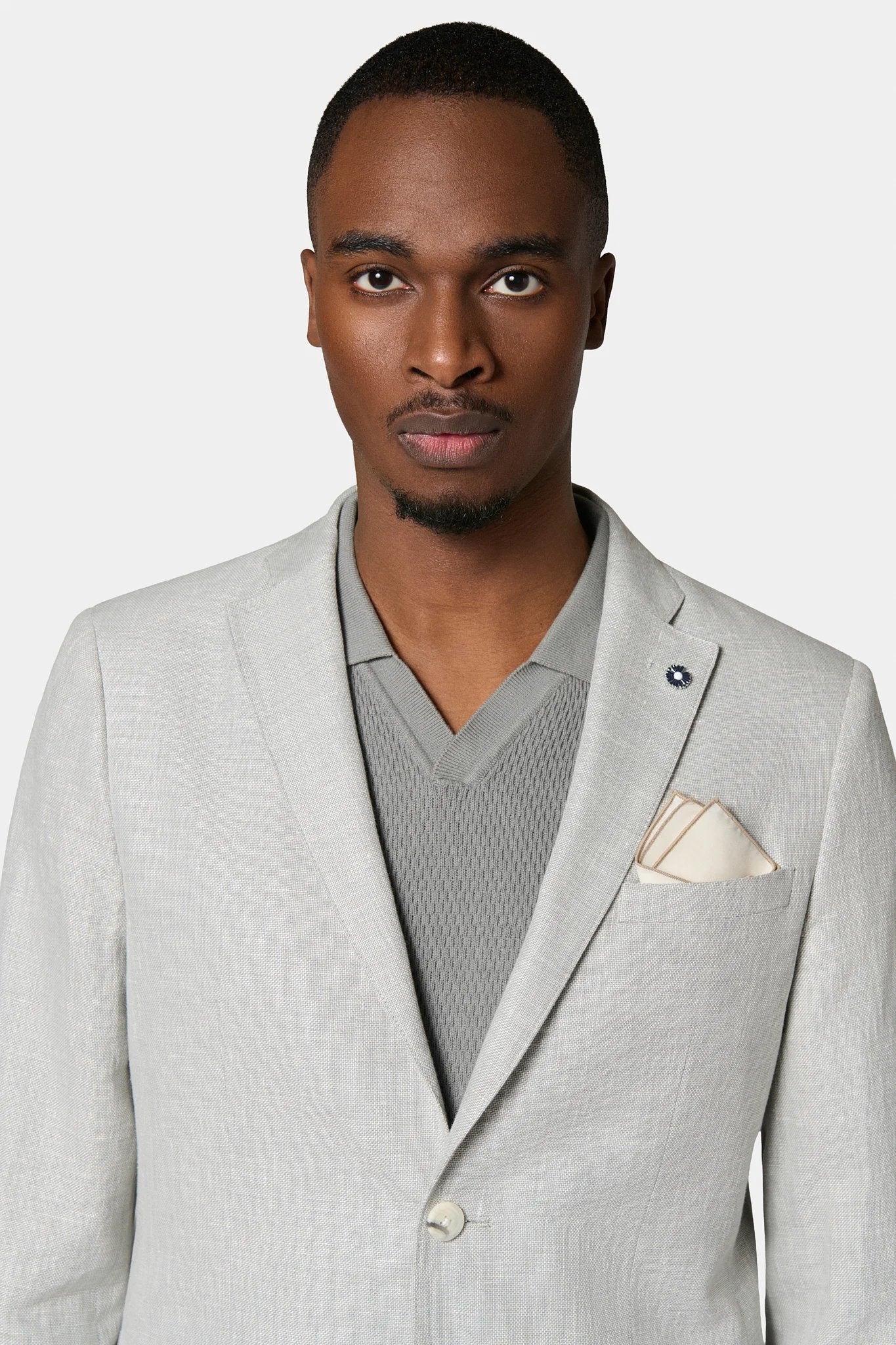 Veste décontractée, coton-lin Jerem, simple boutonnage, boutons de poignet, coloris gris