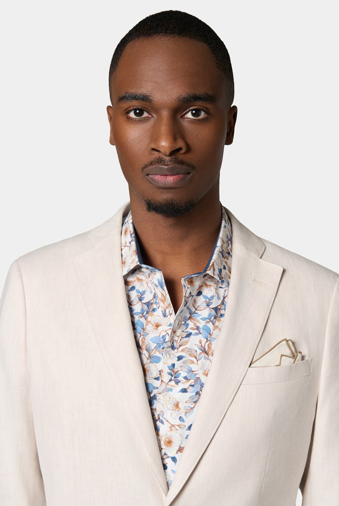 Coton-lin stretch — Veste décontractée Jerem, intérieur semi-doublé, poches passepoilées à rabat, coloris écru