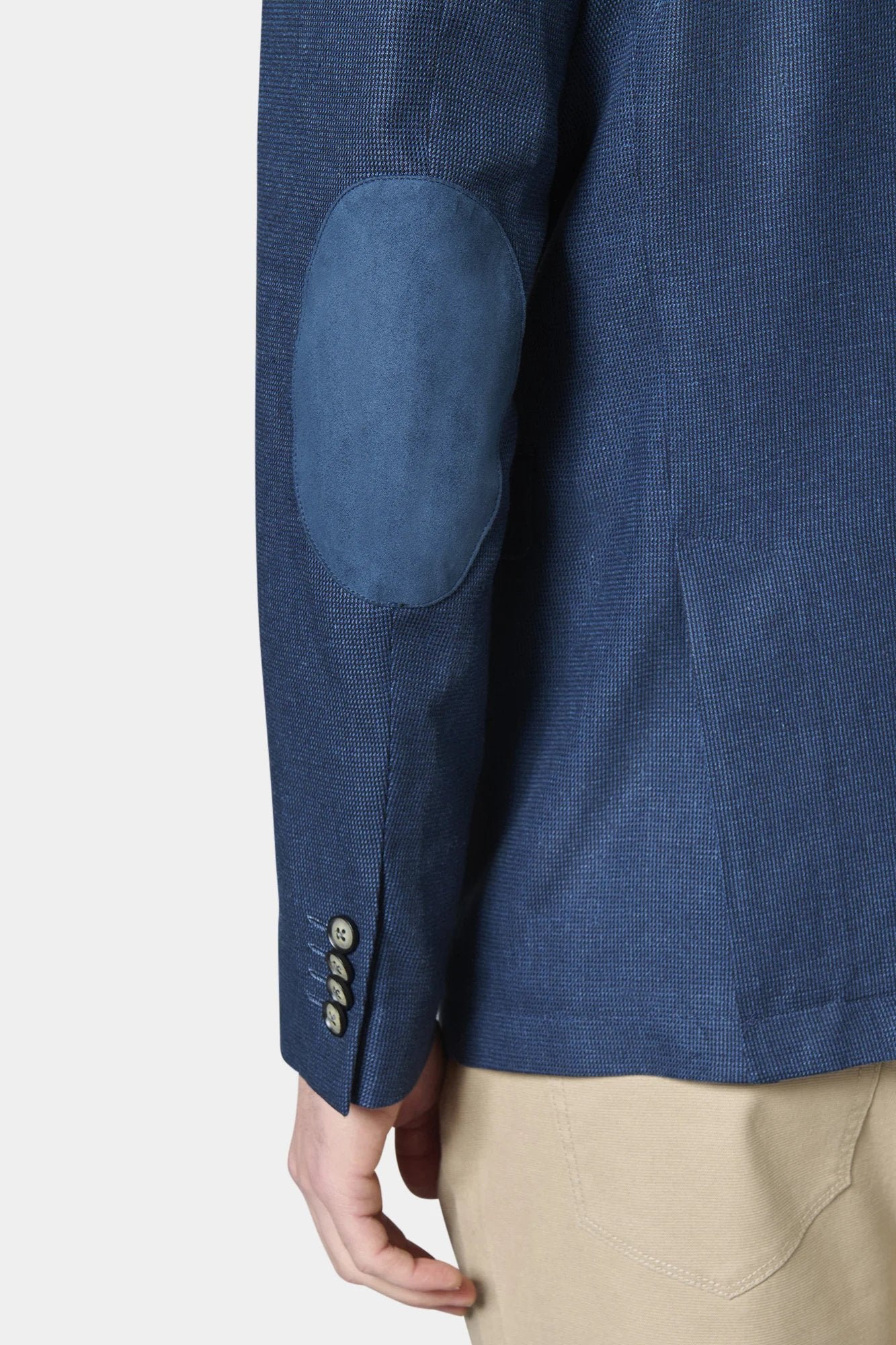 Pepita de coton-lin stretch — Veste décontractée Jerem, intérieur semi-doublé, poches passepoilées à rabat
