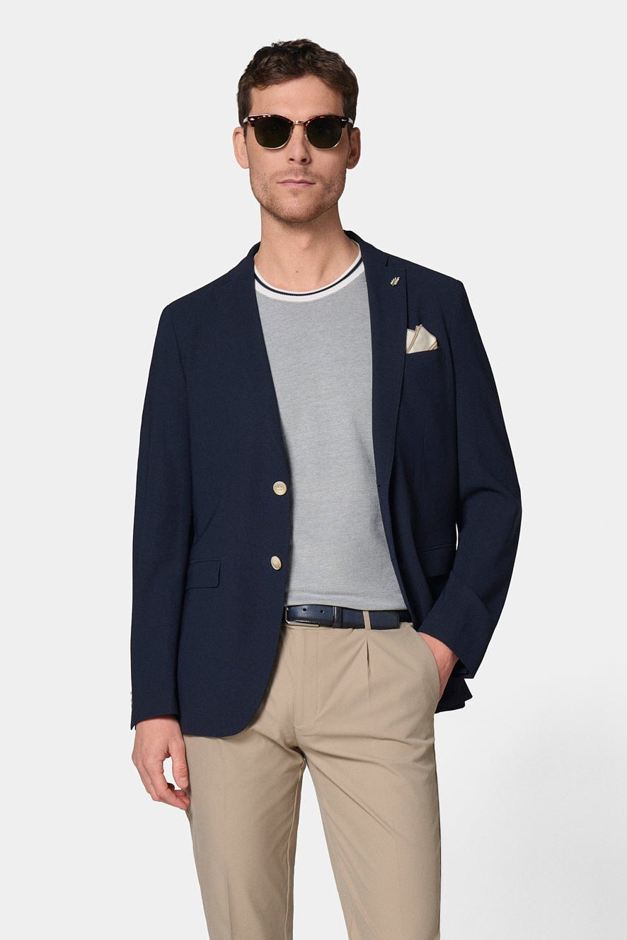 Veste décontractée en laine vierge légère Jerem, col cranté à pin's, col cranté, intérieur semi-doublé