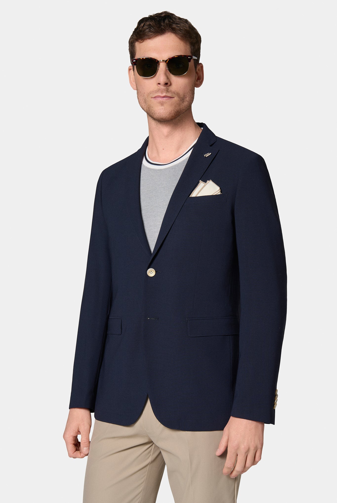 Veste décontractée, laine vierge légère Jerem, col cranté, intérieur semi-doublé