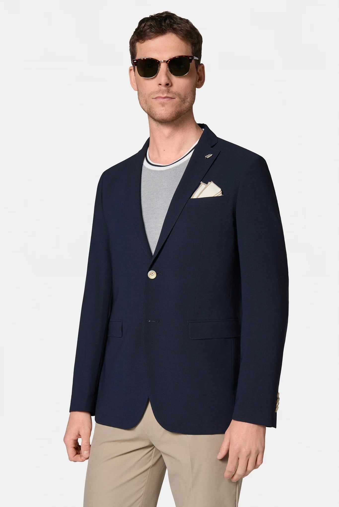 Veste décontractée, laine vierge légère Jerem, col cranté, intérieur semi-doublé