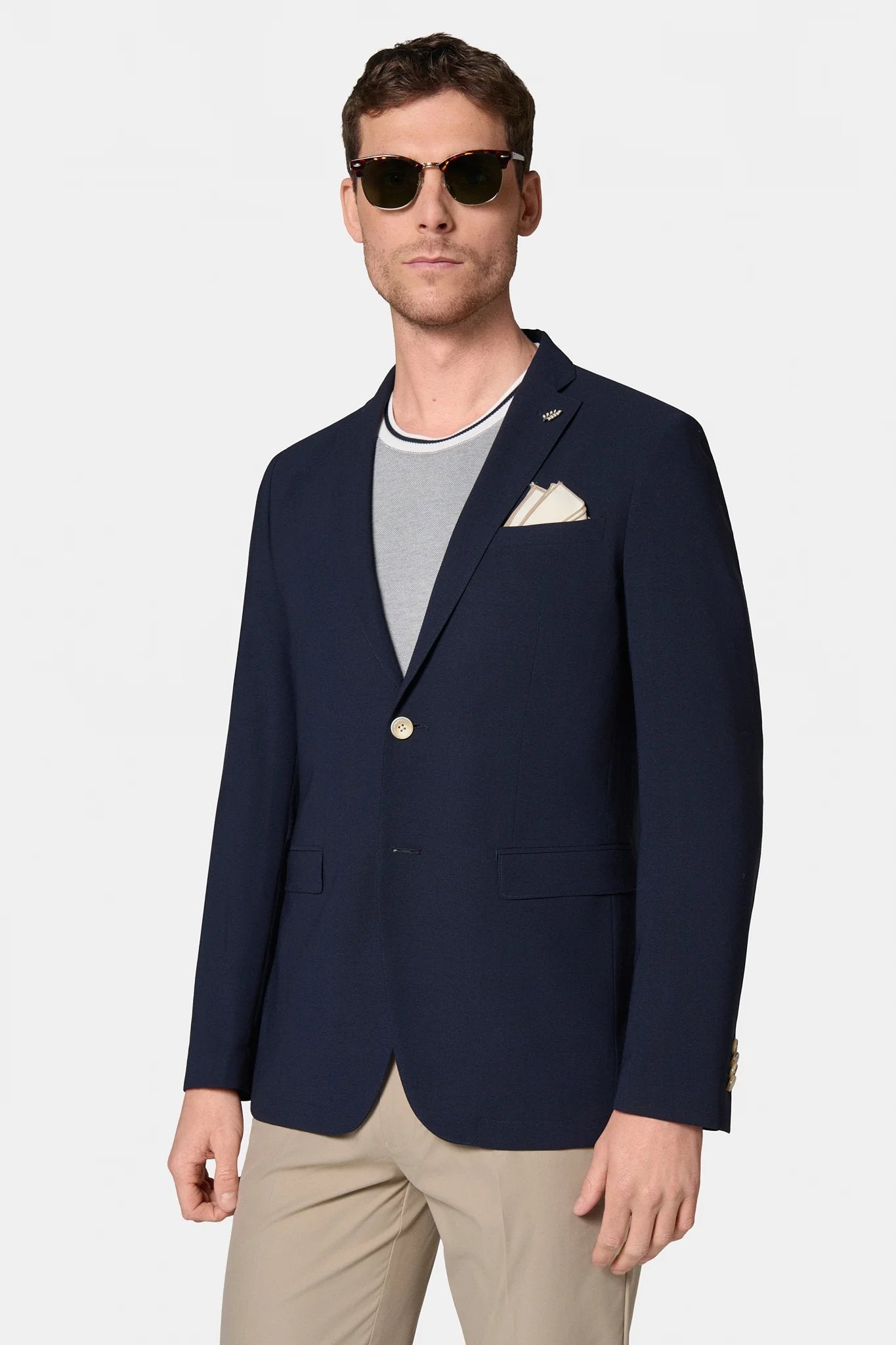Veste décontractée, laine vierge légère Jerem, col cranté, intérieur semi-doublé