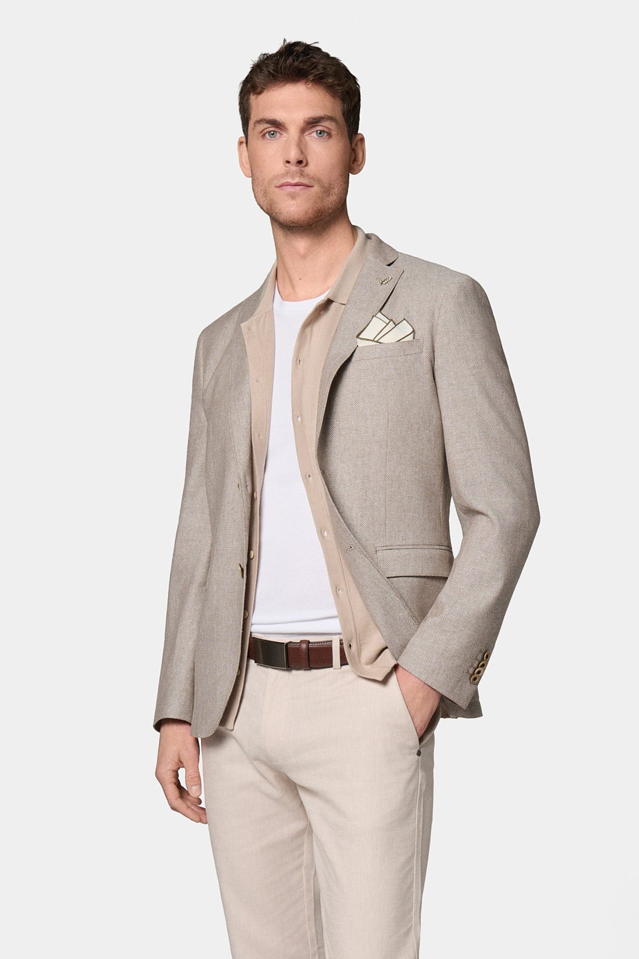 Veste décontractée chinée Jerem, col cranté à pin's, col cranté, intérieur semi-doublé