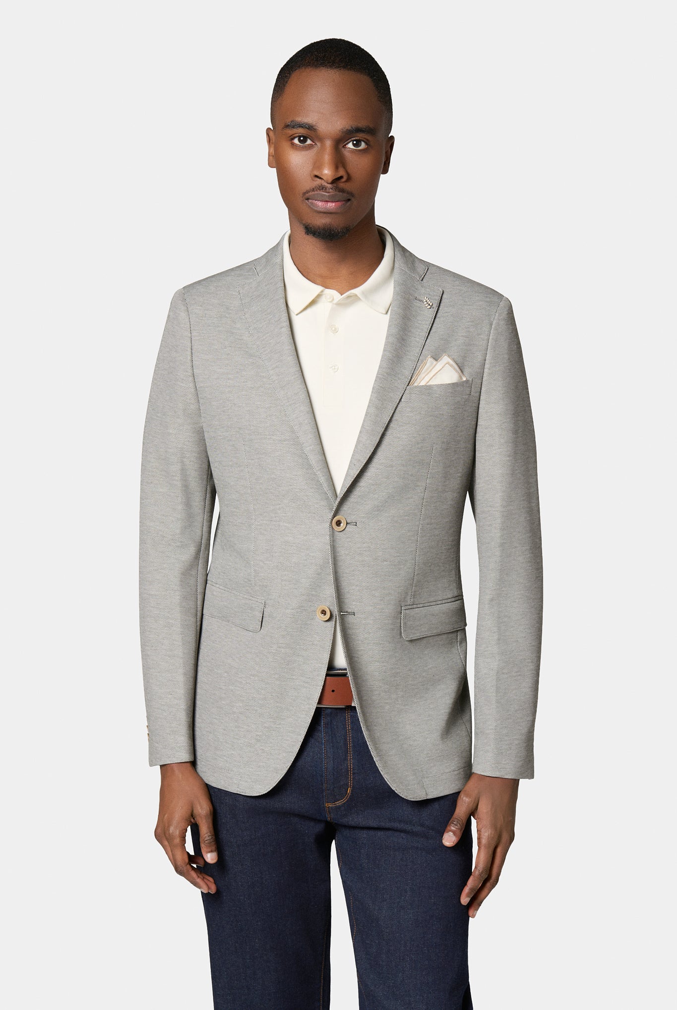 Veste décontractée, maille piquée à poches passepoilées Jerem, col cranté, intérieur semi-doublé