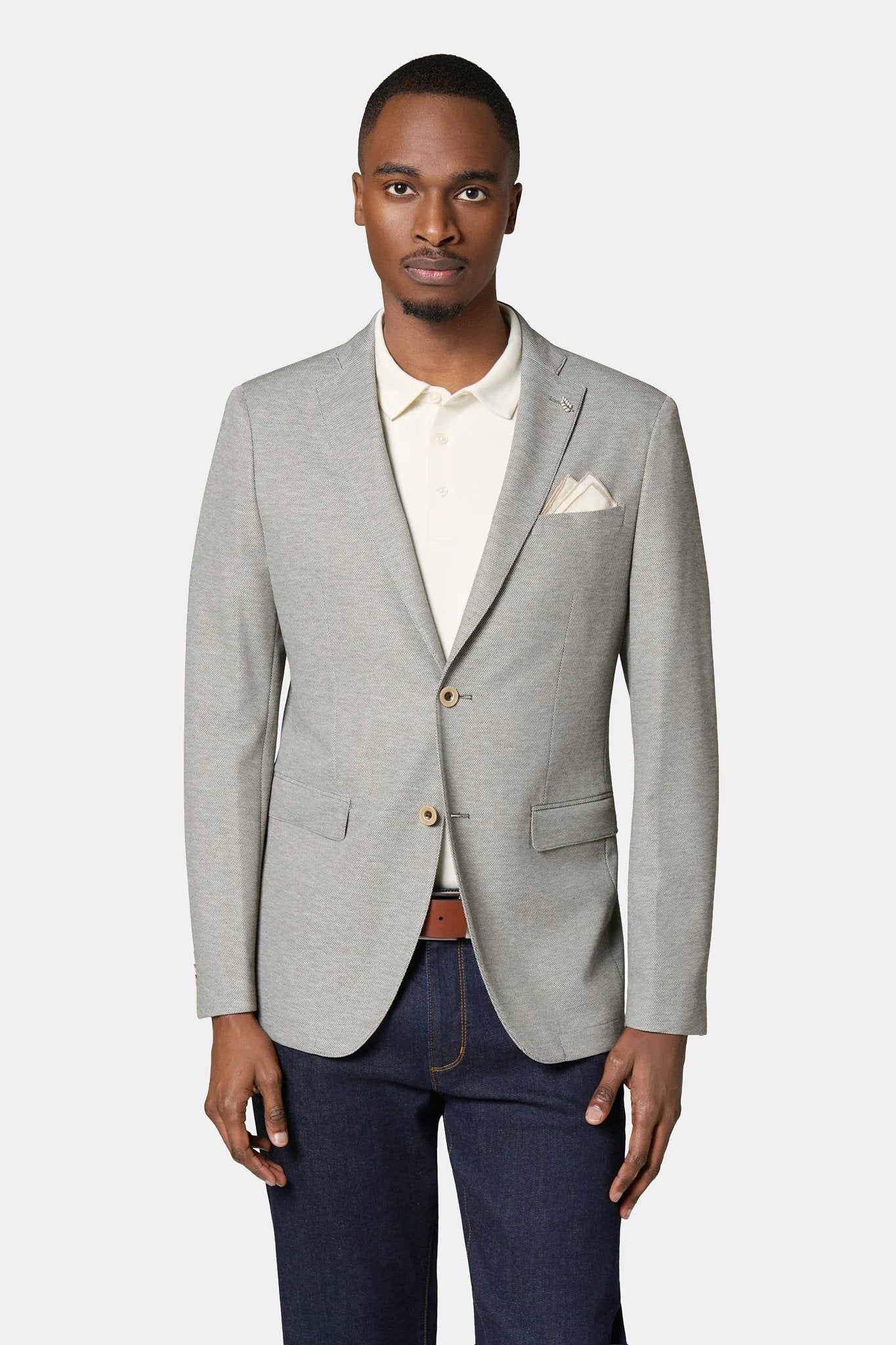 Veste décontractée, maille piquée à poches passepoilées Jerem, col cranté, intérieur semi-doublé