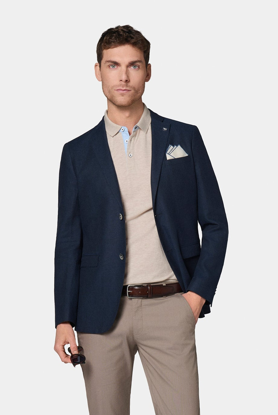 Veste décontractée en lin Jerem, col cranté à pin's, col cranté, intérieur semi-doublé