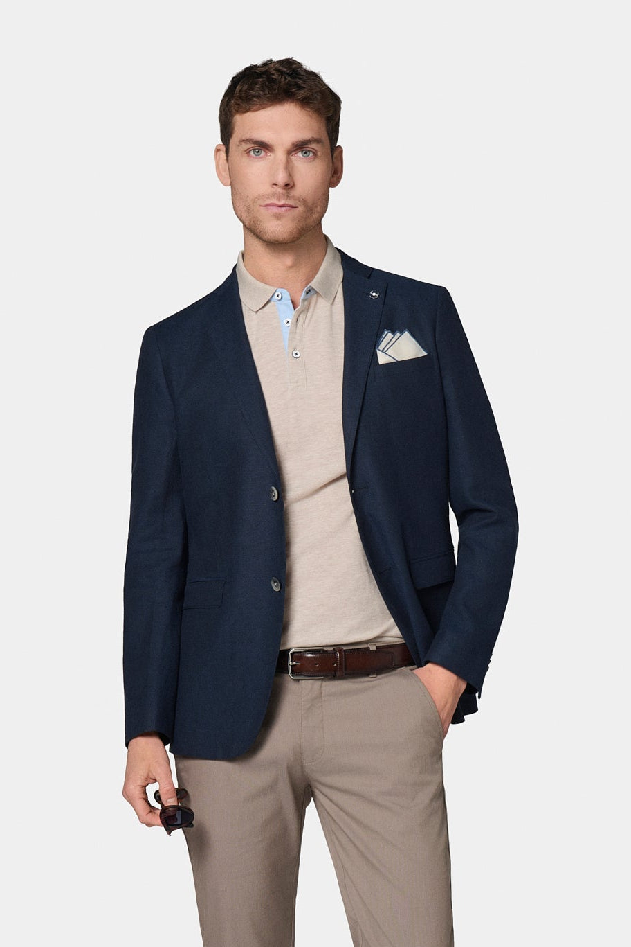 Veste décontractée en lin Jerem, col cranté à pin's, col cranté, intérieur semi-doublé