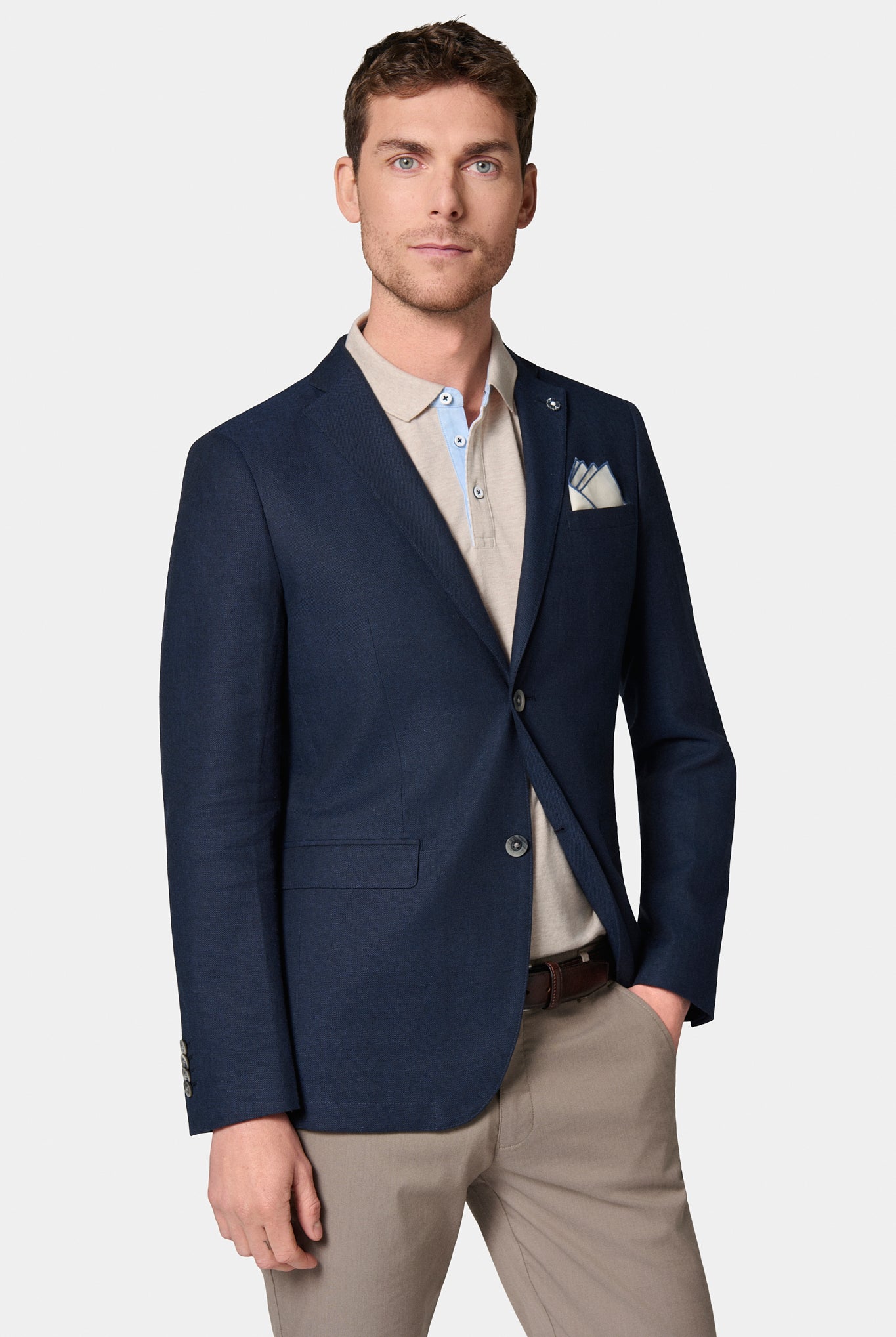 Veste décontractée, lin Jerem, col cranté, intérieur semi-doublé