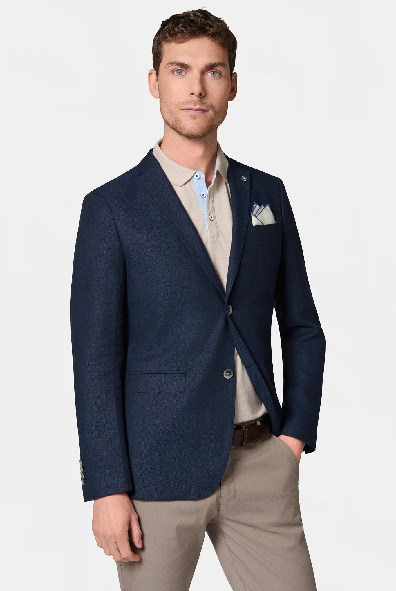 Veste décontractée, lin Jerem, col cranté, intérieur semi-doublé