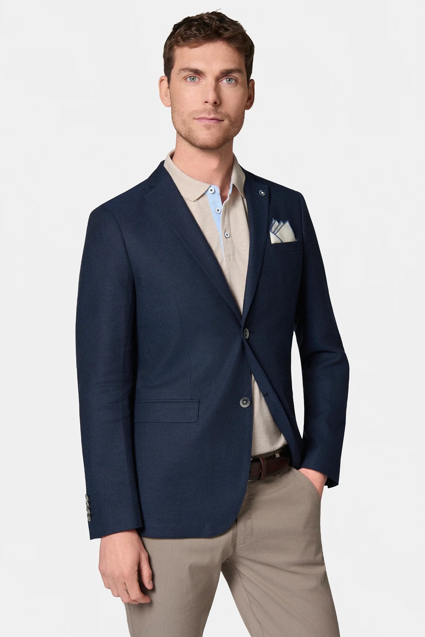 Veste décontractée, lin Jerem, col cranté, intérieur semi-doublé