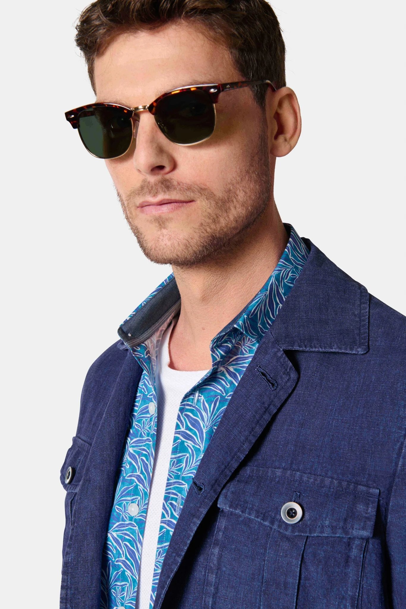 Veste saharienne, lin lavé Jerem, intérieur semi-doublé, simple boutonnage