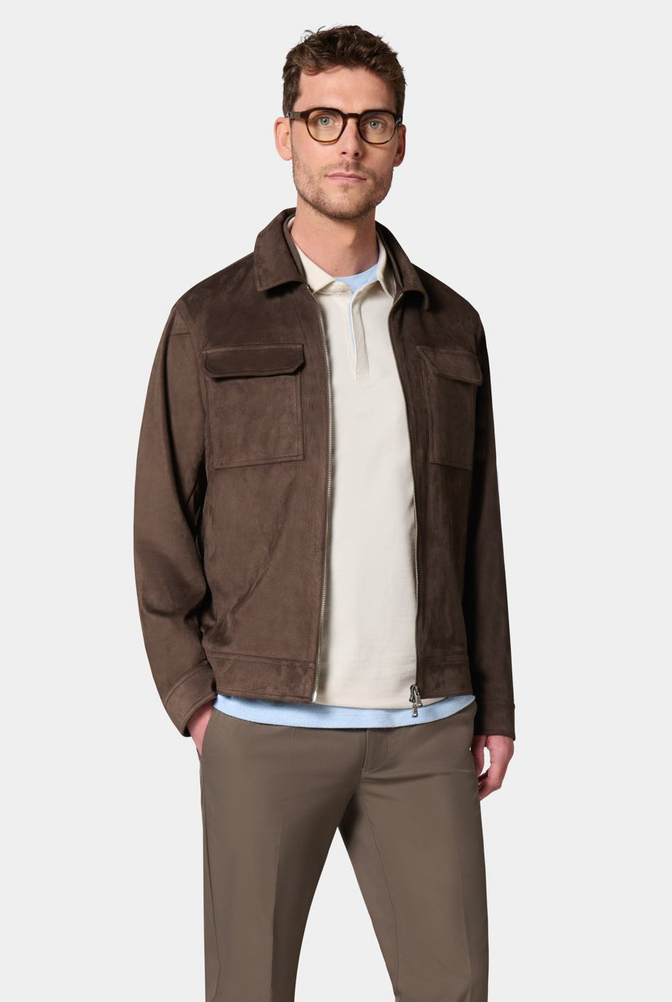 Blouson zippé en suede Jerem, coloris brun