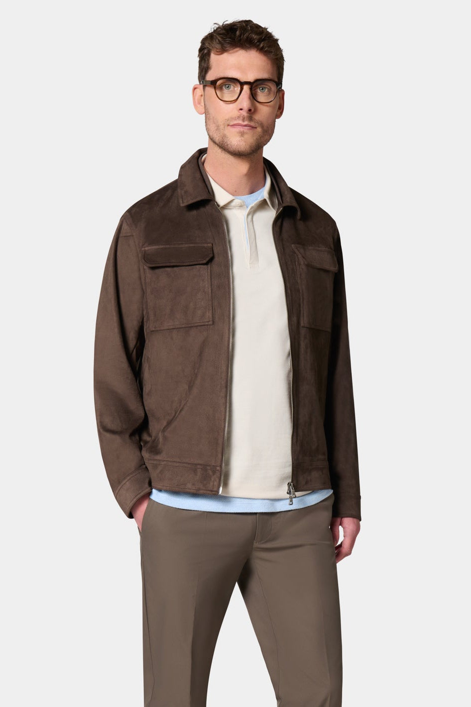 Blouson zippé en suede Jerem, coloris brun