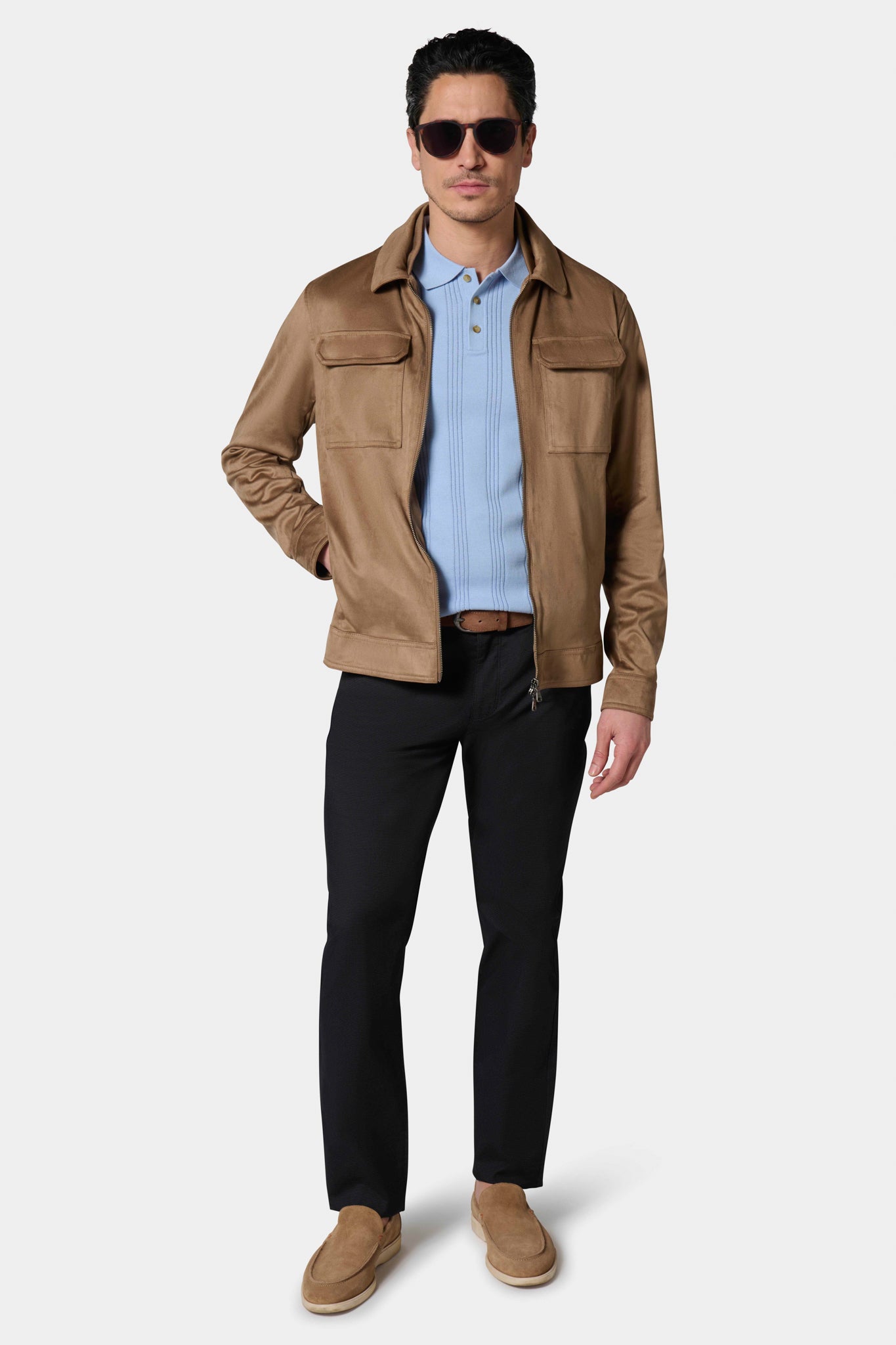 Blouson zippé, suede Jerem, coloris camel