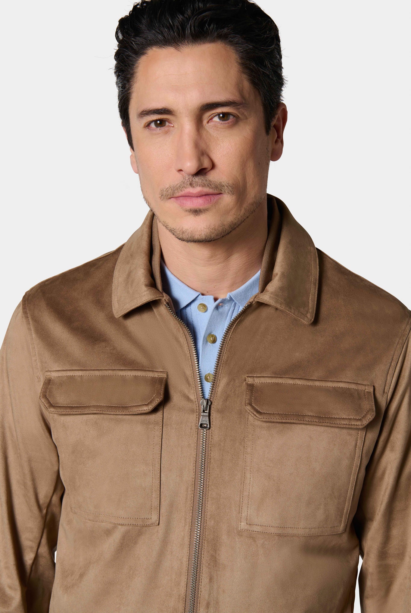 Blouson zippé en suede Jerem, coloris camel