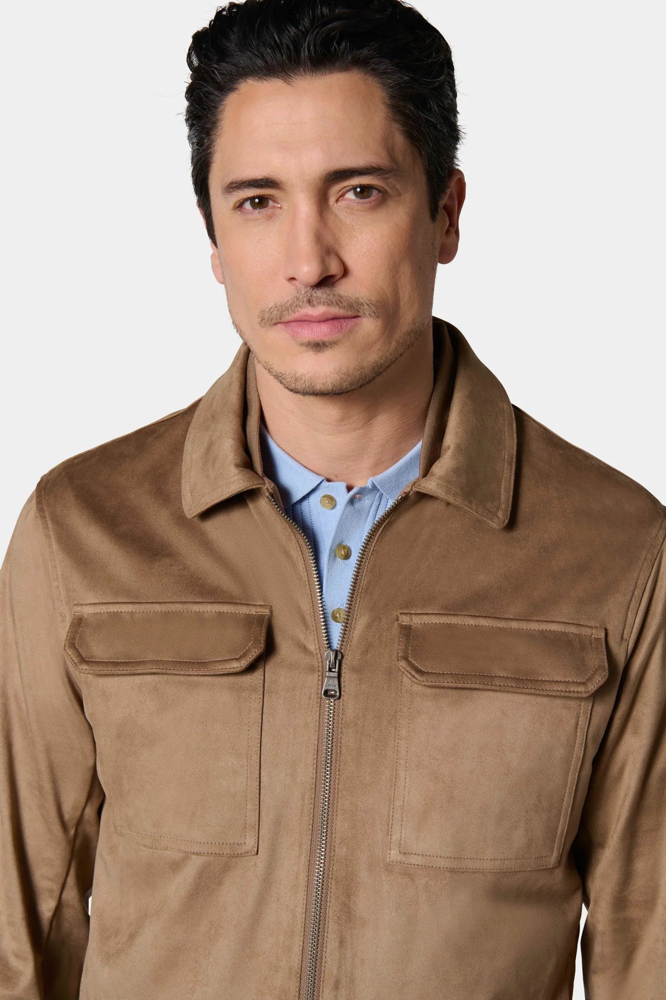 Blouson zippé en suede Jerem, coloris camel