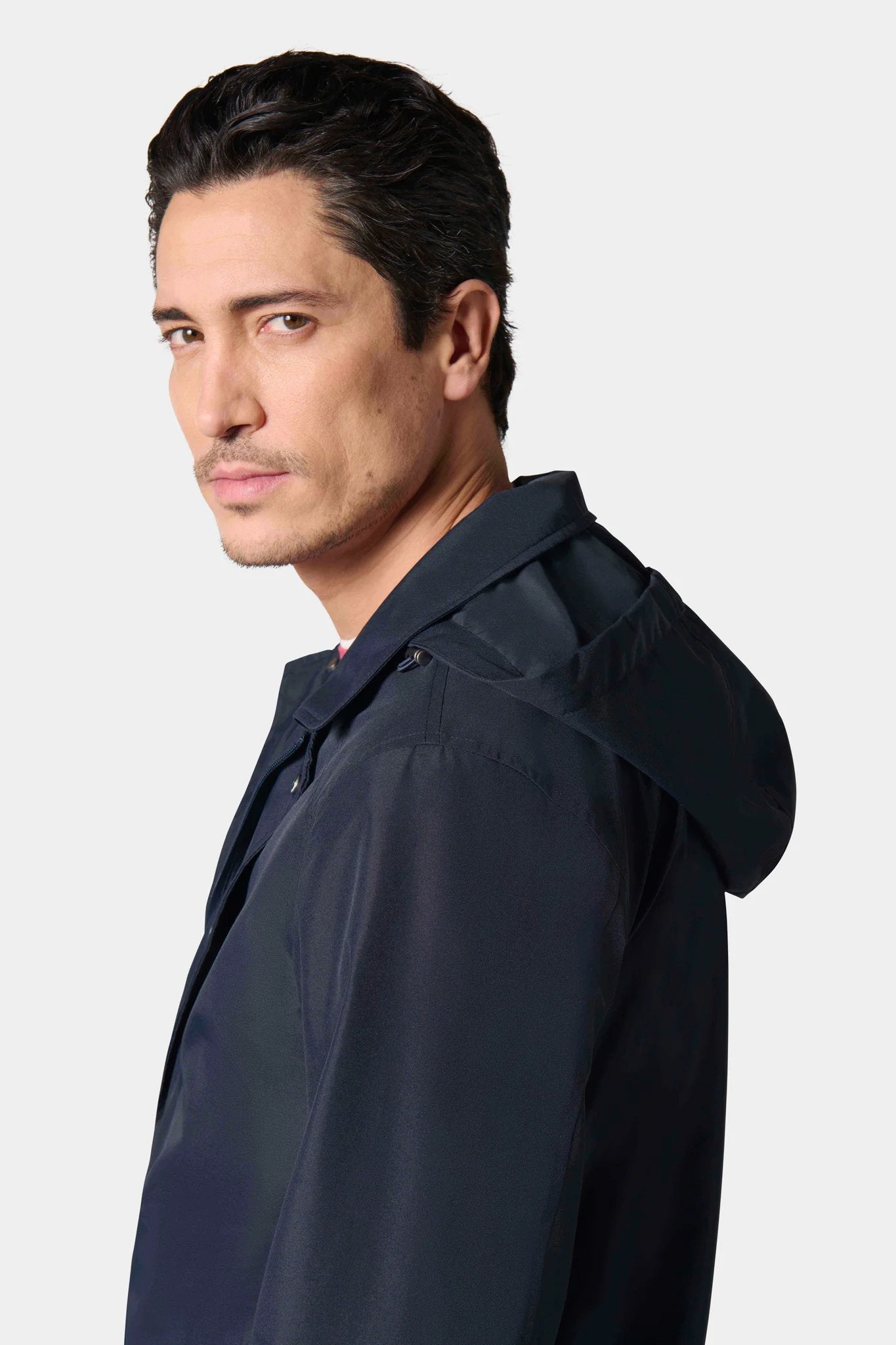 Tissu COOLMAX® — Parka à capuche Jerem, col chemise, coloris noir
