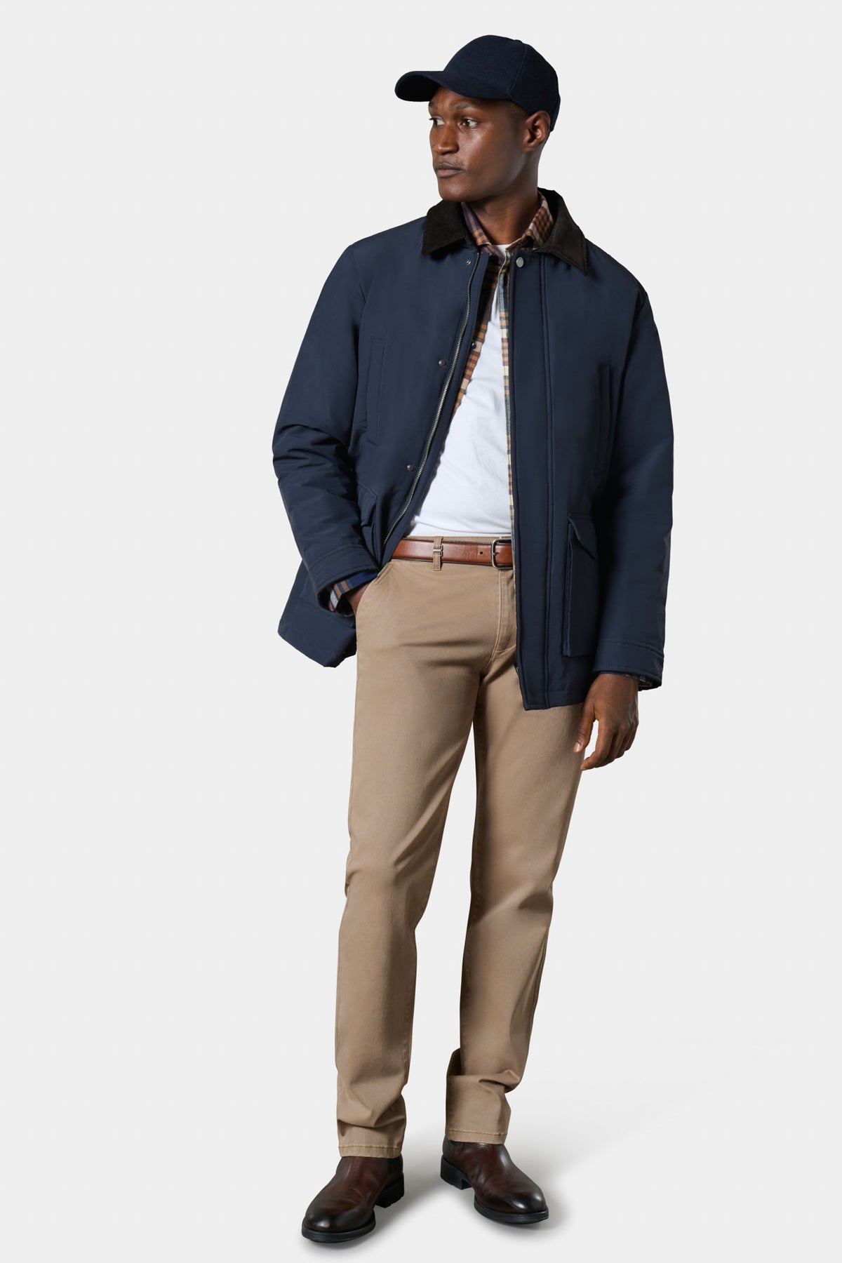 Veste imperméable à col en velours côtelé