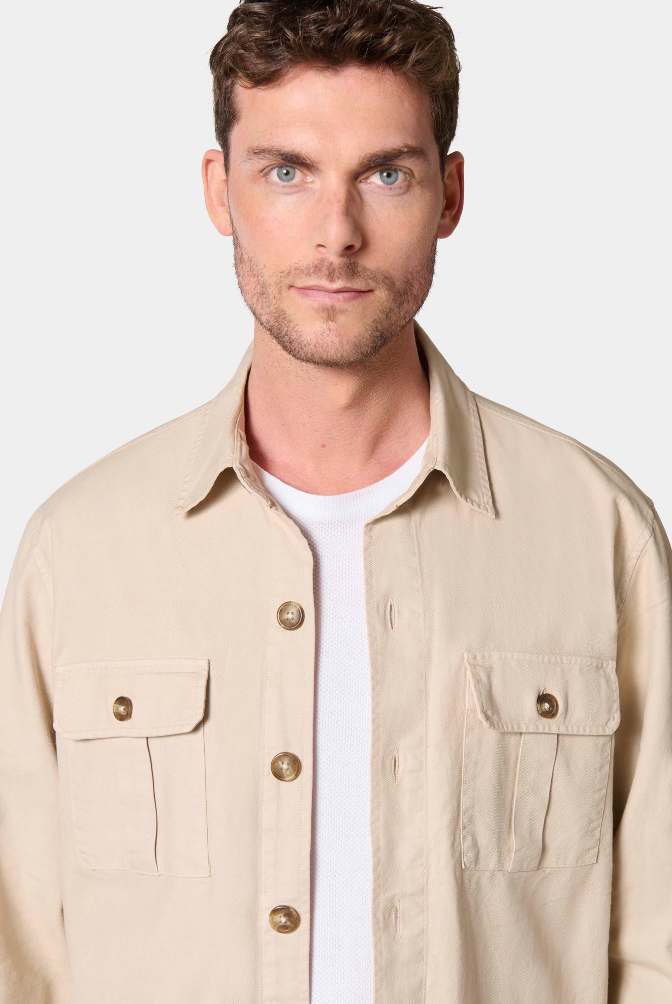 Veste saharienne, lin coton Jerem, coloris beige
