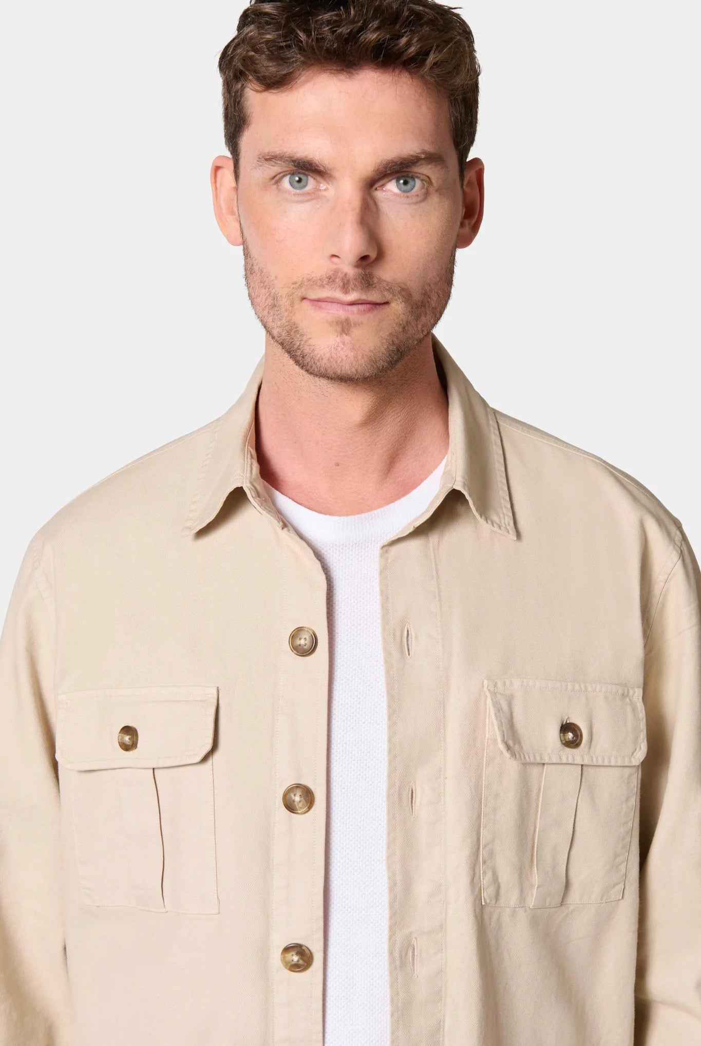 Veste saharienne, lin coton Jerem, coloris beige