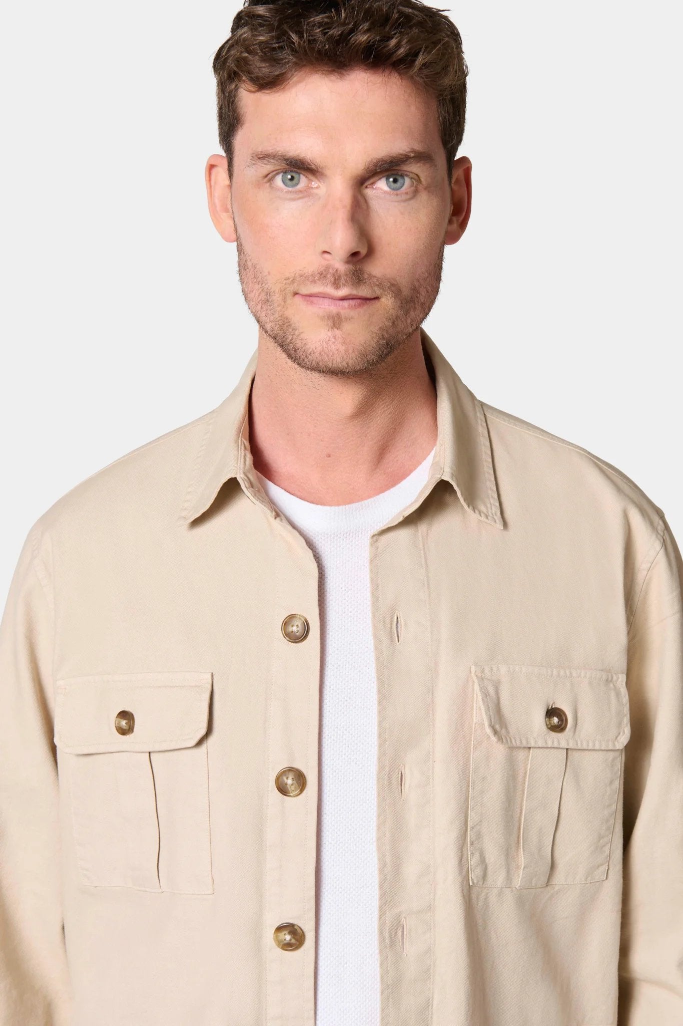 Veste saharienne, lin coton Jerem, coloris beige