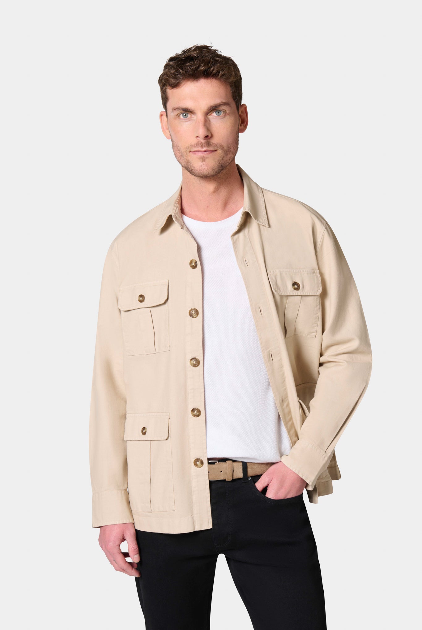 Veste saharienne en lin coton Jerem, coloris beige