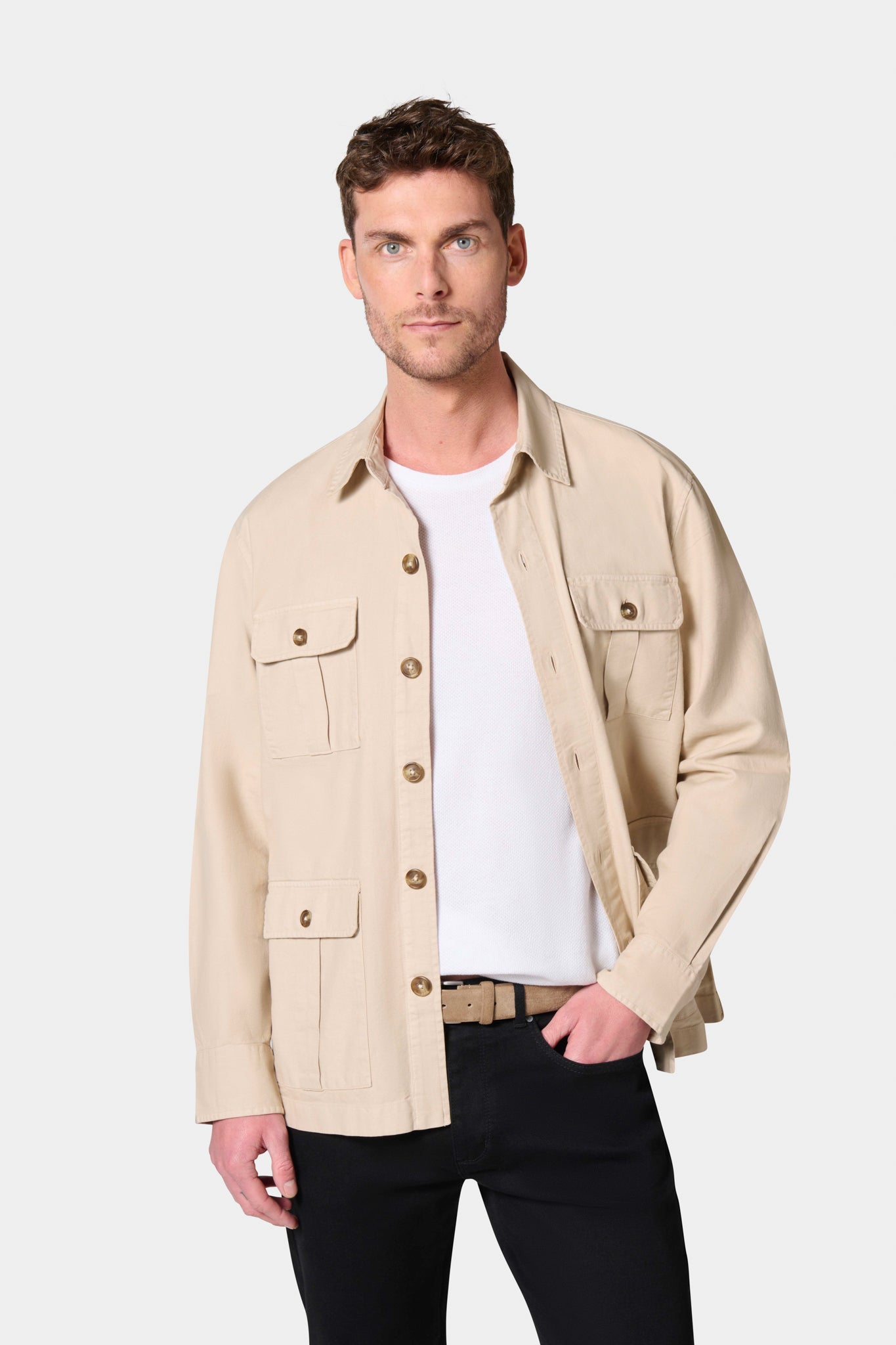 Veste saharienne en lin coton Jerem, coloris beige