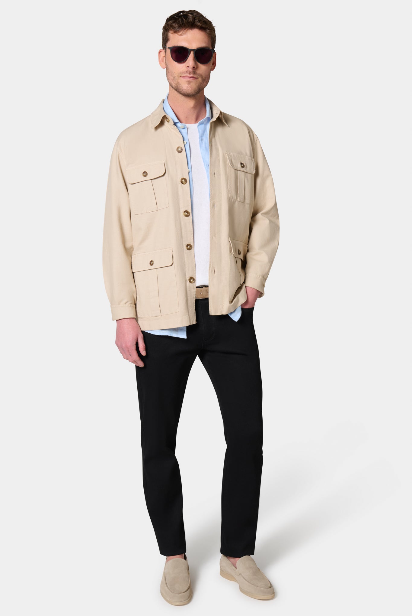 Lin coton — Veste saharienne Jerem, coloris beige