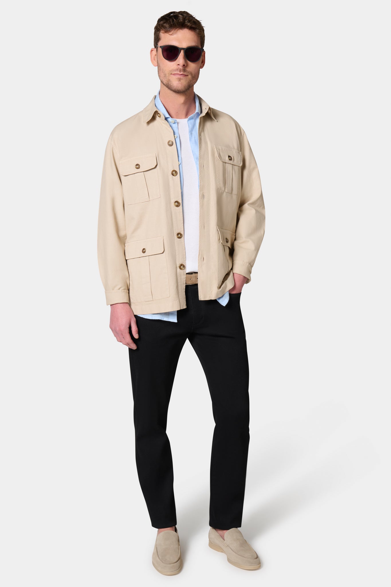 Lin coton — Veste saharienne Jerem, coloris beige