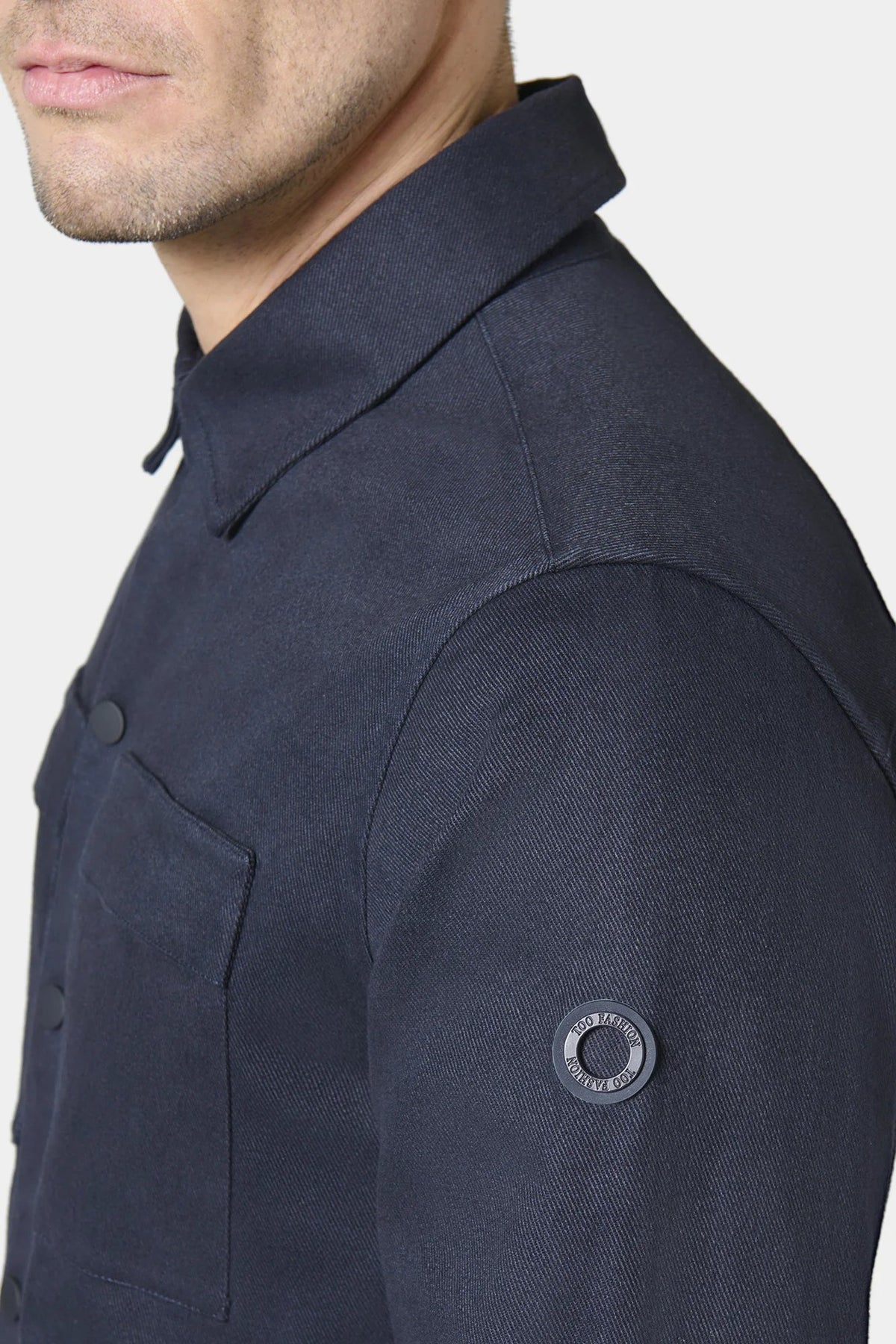 Gabardine de coton stretch wonka — Blouson Jerem, col chemise