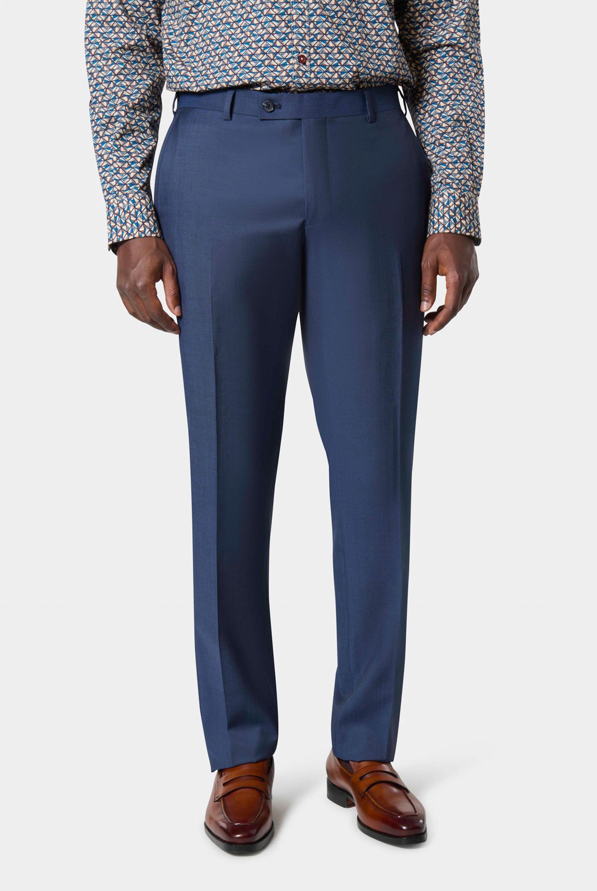 Pantalon de costume classique sergé de laine vierge barberis super 110's — porté