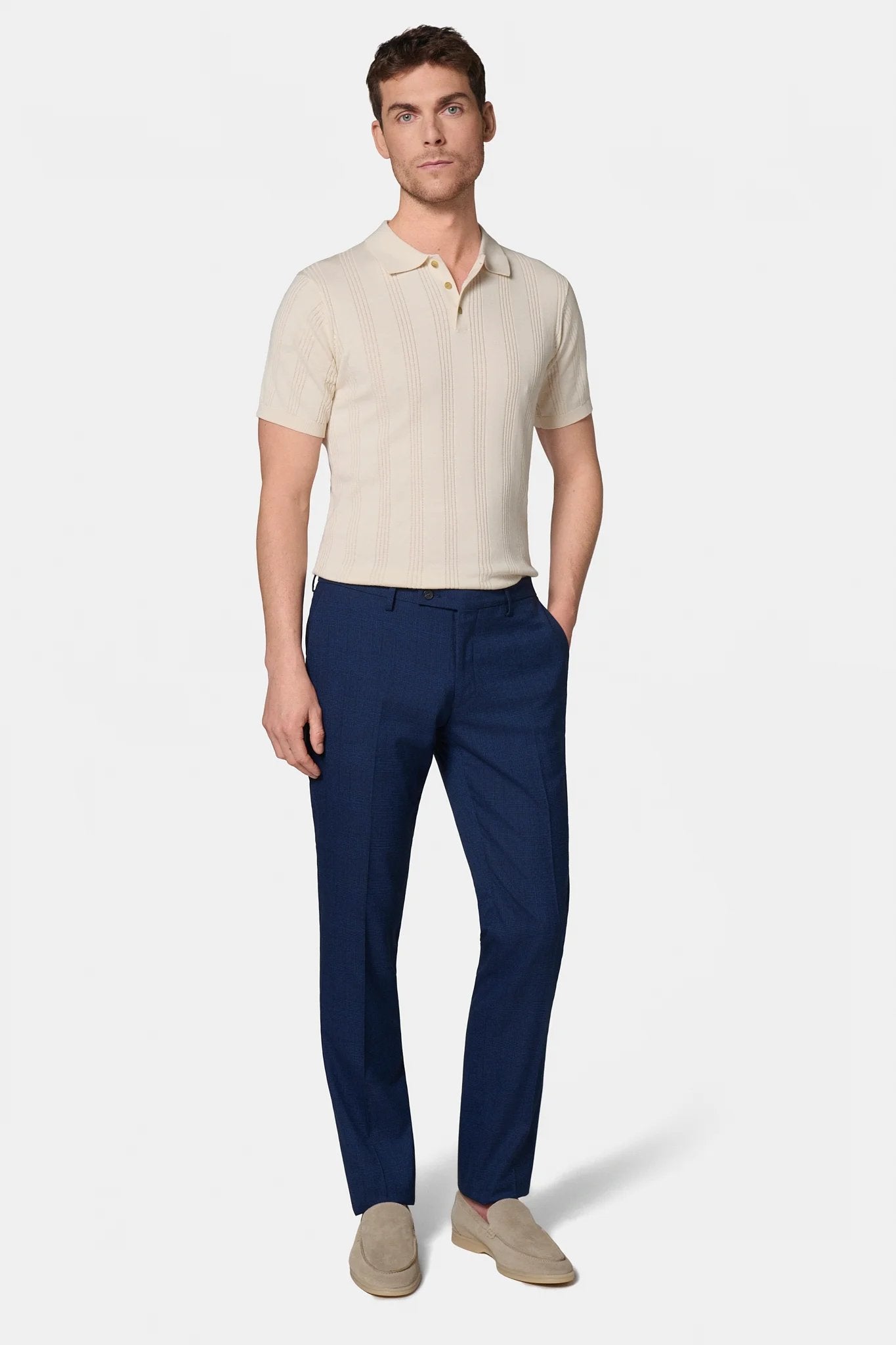 Prince de Galles stretch — Pantalon de costume Jerem, ceinture sartoriale, poches italiennes