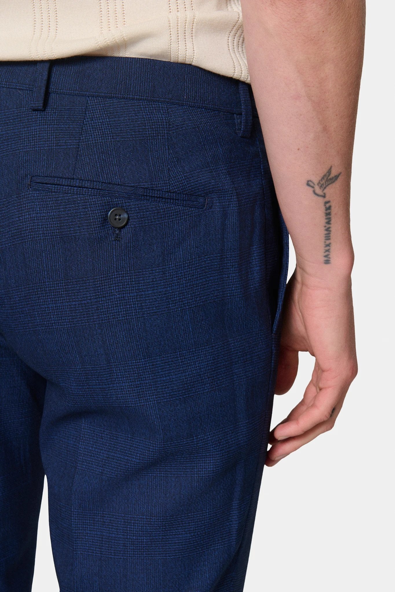 Pantalon de costume, Prince de Galles stretch Jerem, ceinture sartoriale stretch, ceinture sartoriale
