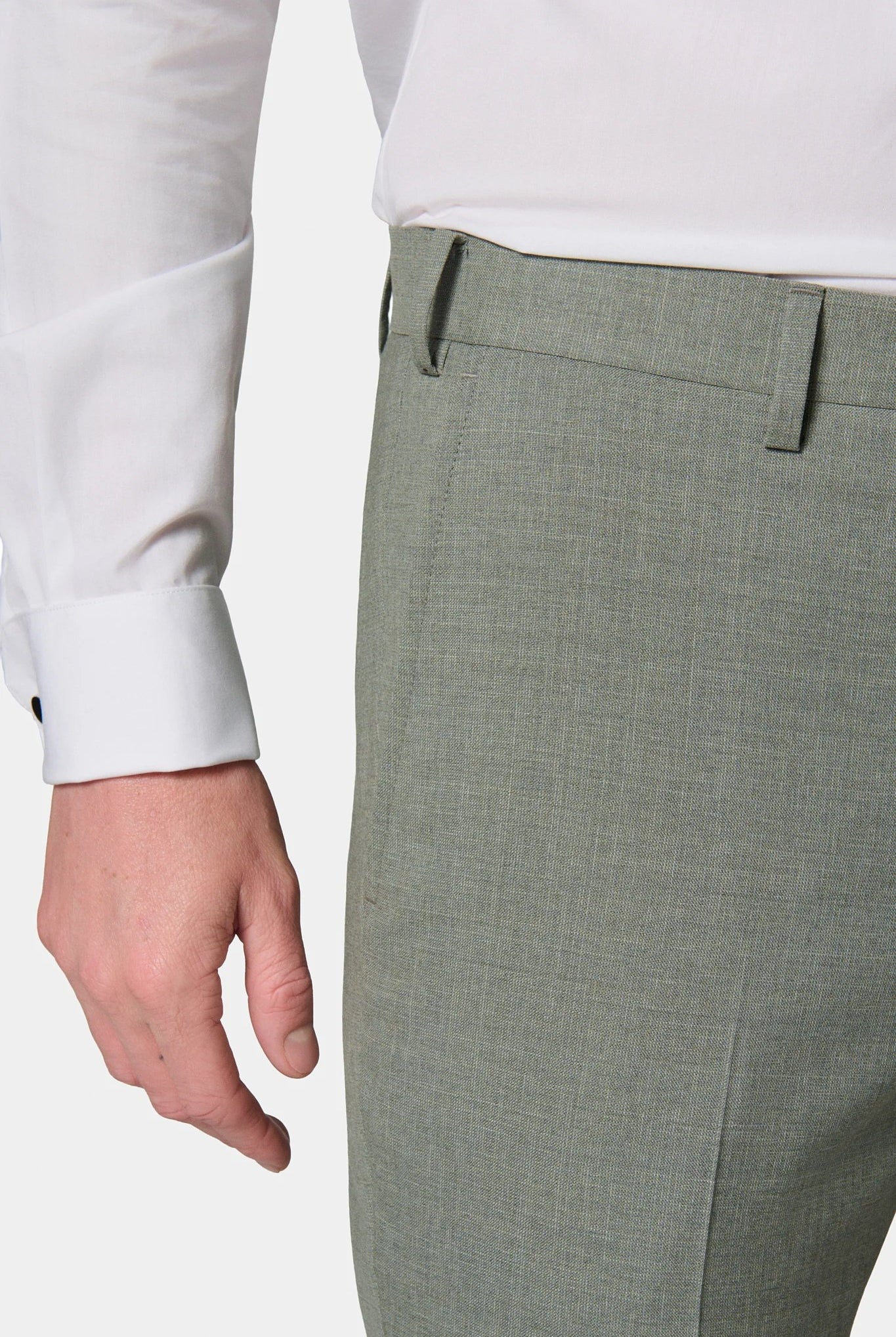 Pantalon de costume, laine vierge Barberis Super 110's Jerem, intérieur semi-doublé, ceinture sartoriale, coloris gris clair