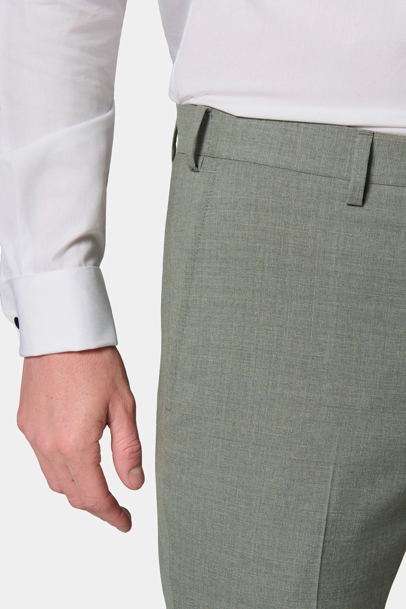 Pantalon de costume, laine vierge Barberis Super 110's Jerem, intérieur semi-doublé, ceinture sartoriale, coloris gris clair