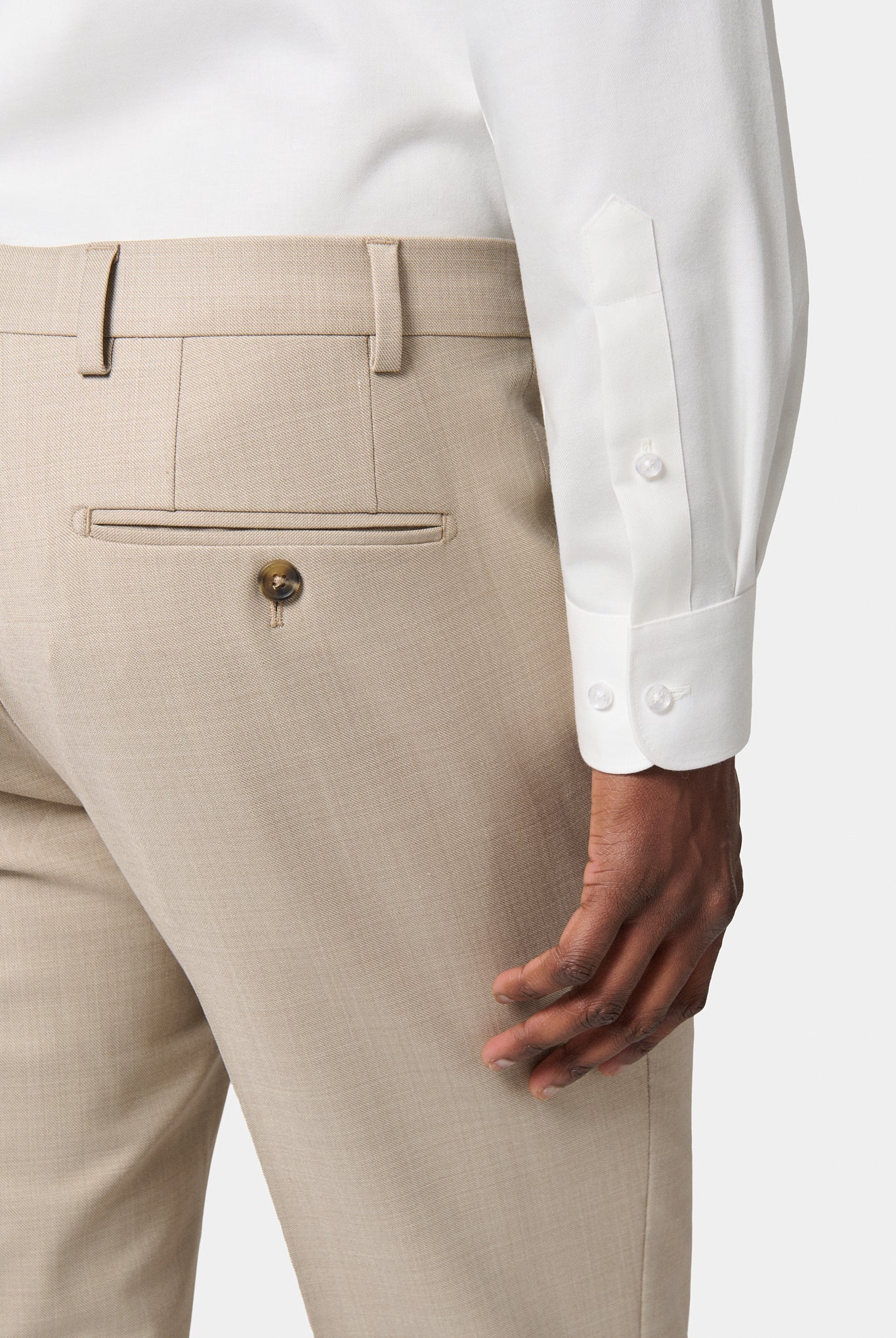 Pantalon de costume lavable en laine vierge stretch Jerem, jambes semi-doublées, coupe droite