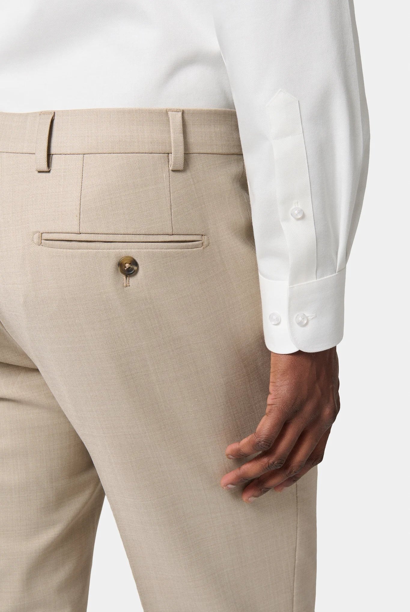 Pantalon de costume lavable en laine vierge stretch Jerem, jambes semi-doublées, coupe droite