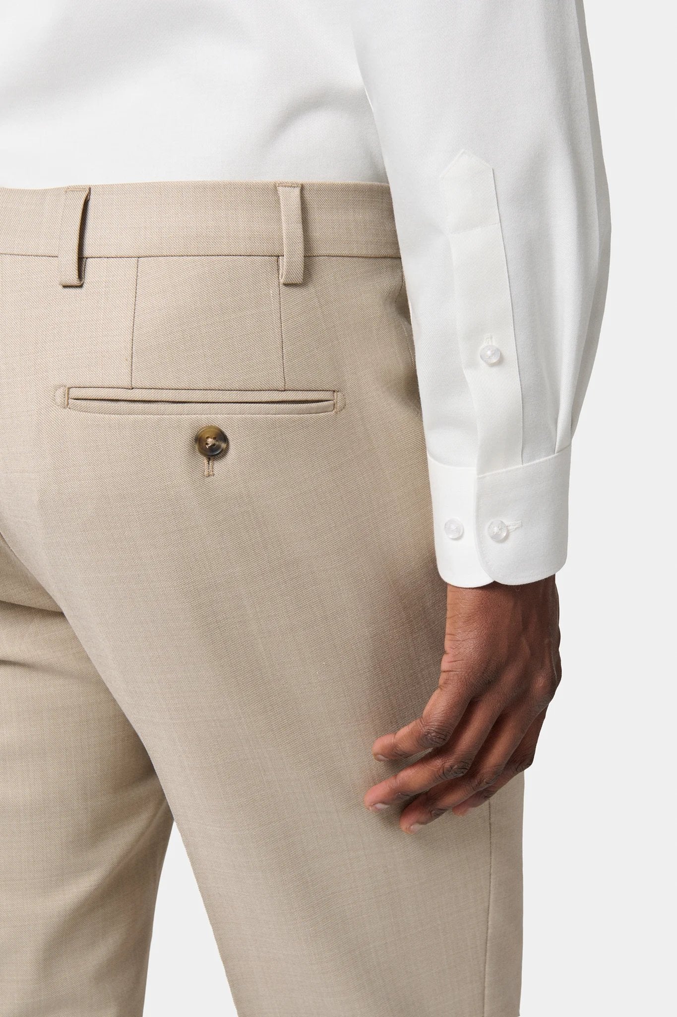 Pantalon de costume lavable en laine vierge stretch Jerem, jambes semi-doublées, coupe droite