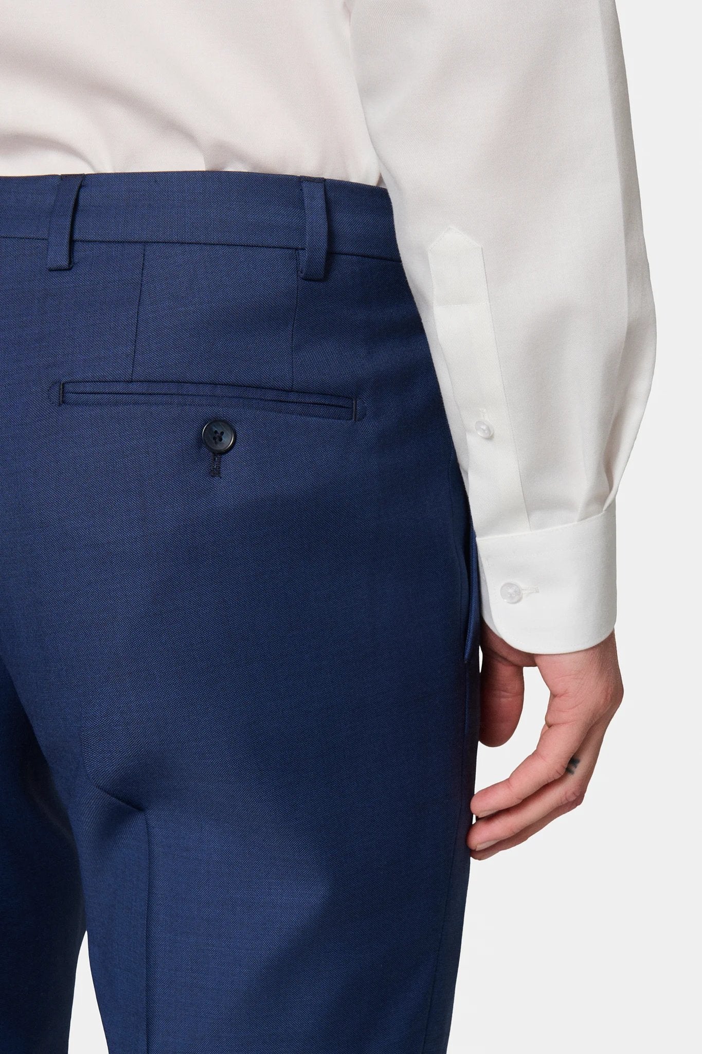 Pantalon de costume, fil à fil de laine vierge Super 120's « Natural stretch » Jerem, coupe droite, intérieur semi-doublé
