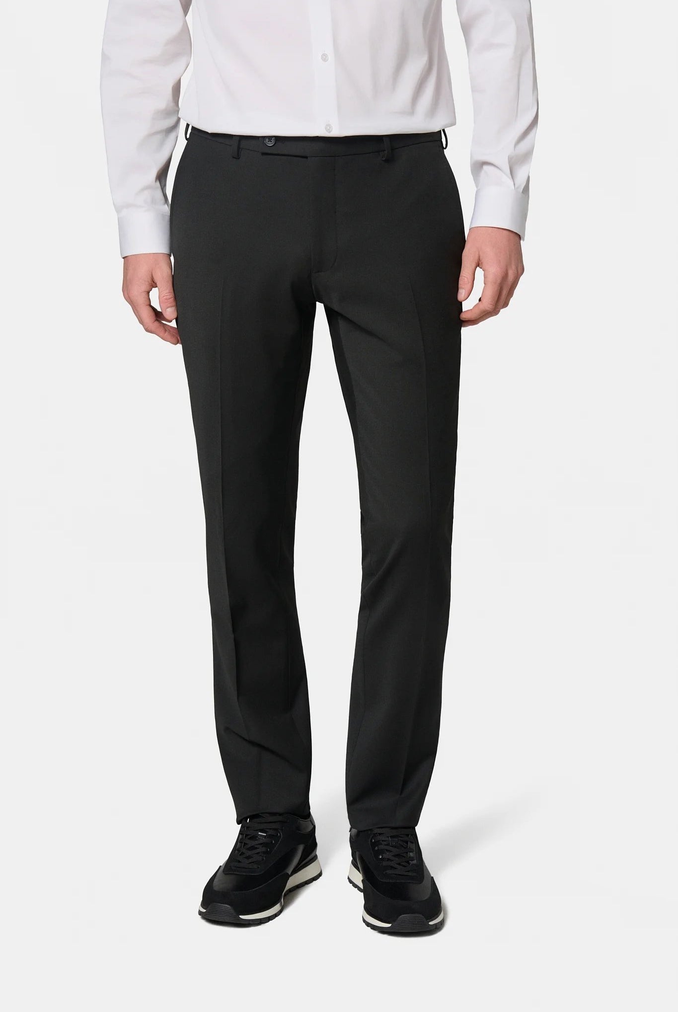 Pantalon de costume lavable en laine vierge mélangée bi-stretch Jerem, intérieur semi-doublé, ceinture sartoriale stretch, ceinture sartoriale