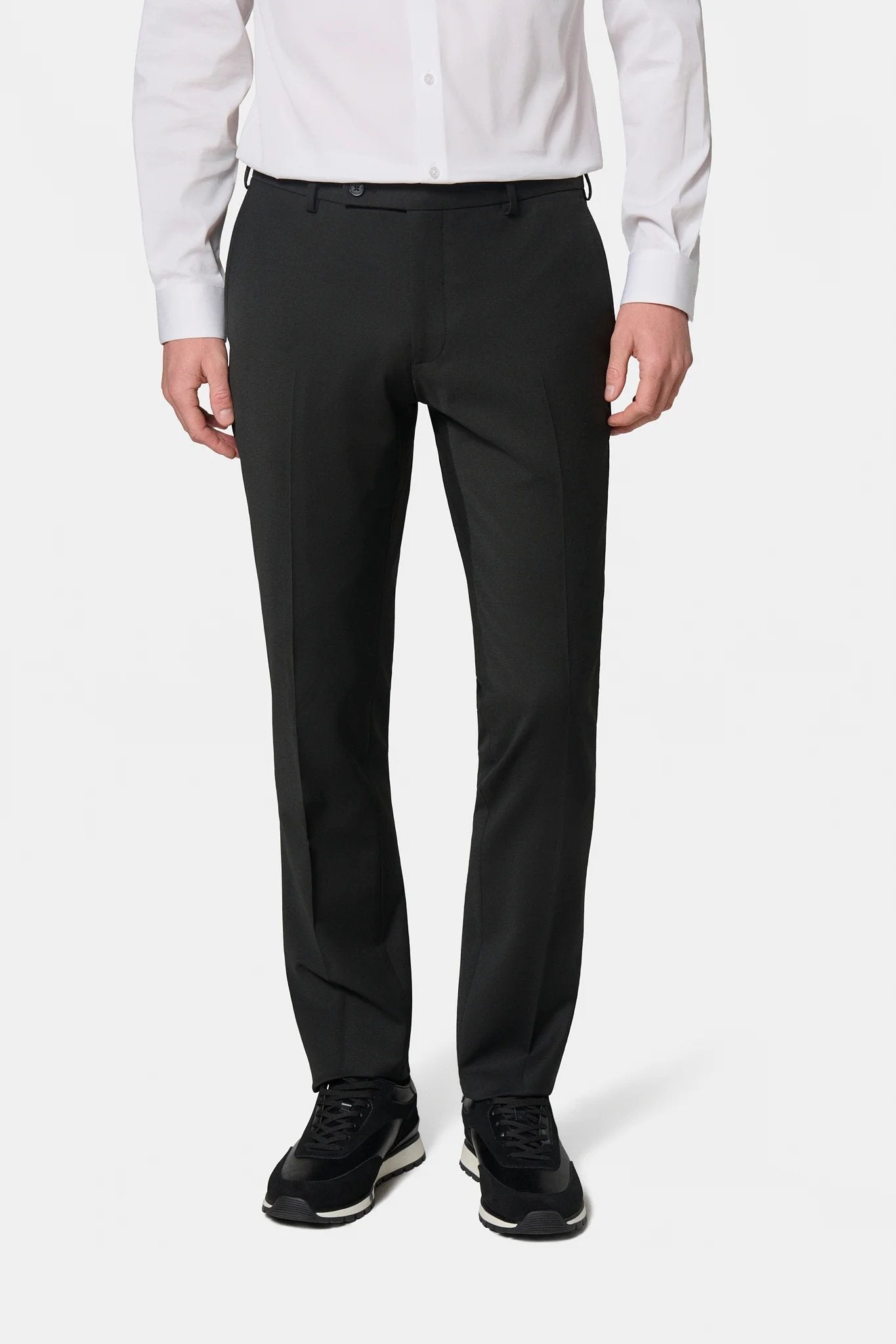 Pantalon de costume lavable en laine vierge mélangée bi-stretch Jerem, intérieur semi-doublé, ceinture sartoriale stretch, ceinture sartoriale