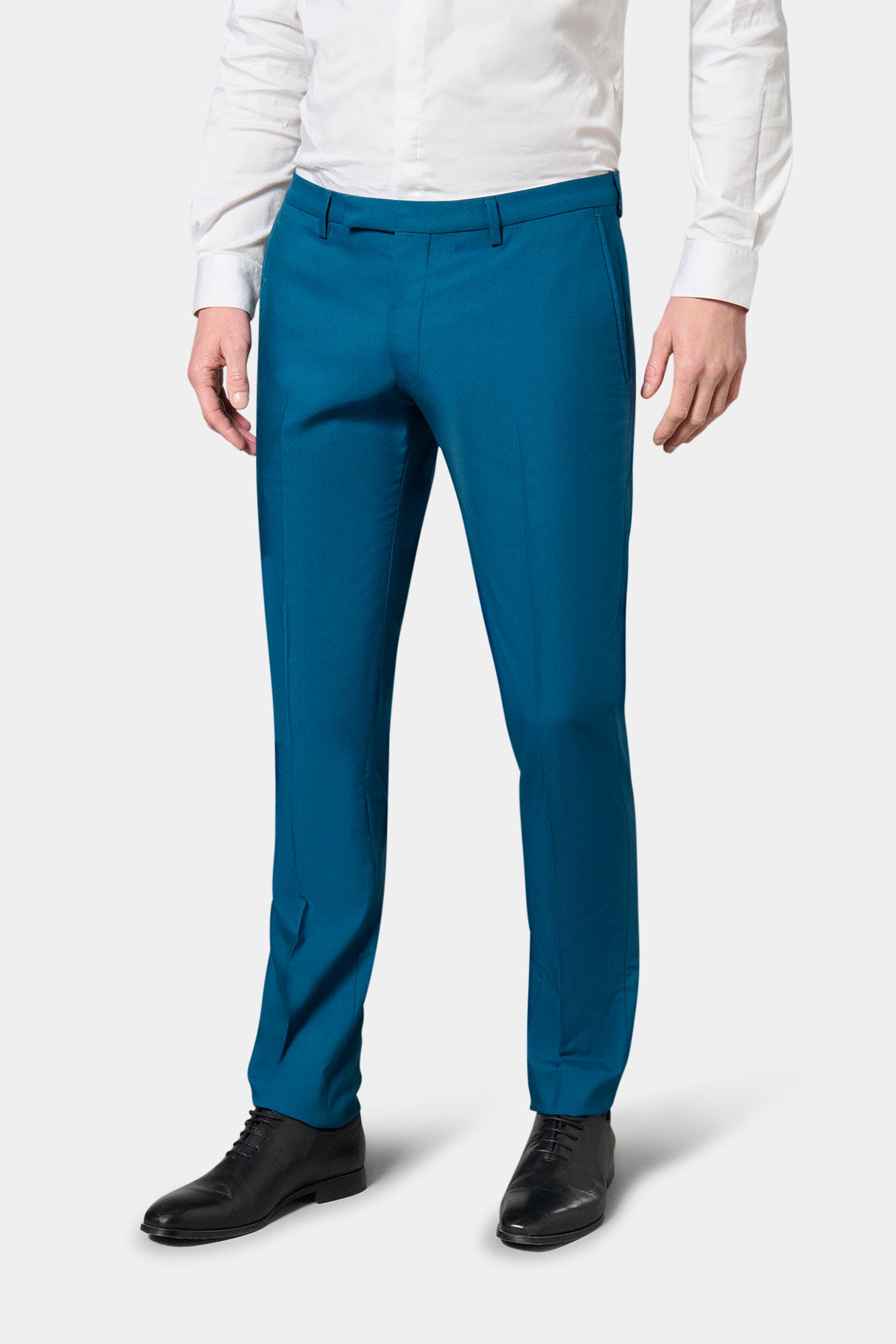Pantalon de costume ajusté en sergé technique stretch Jerem, intérieur semi-doublé, ceinture sartoriale stretch, ceinture sartoriale