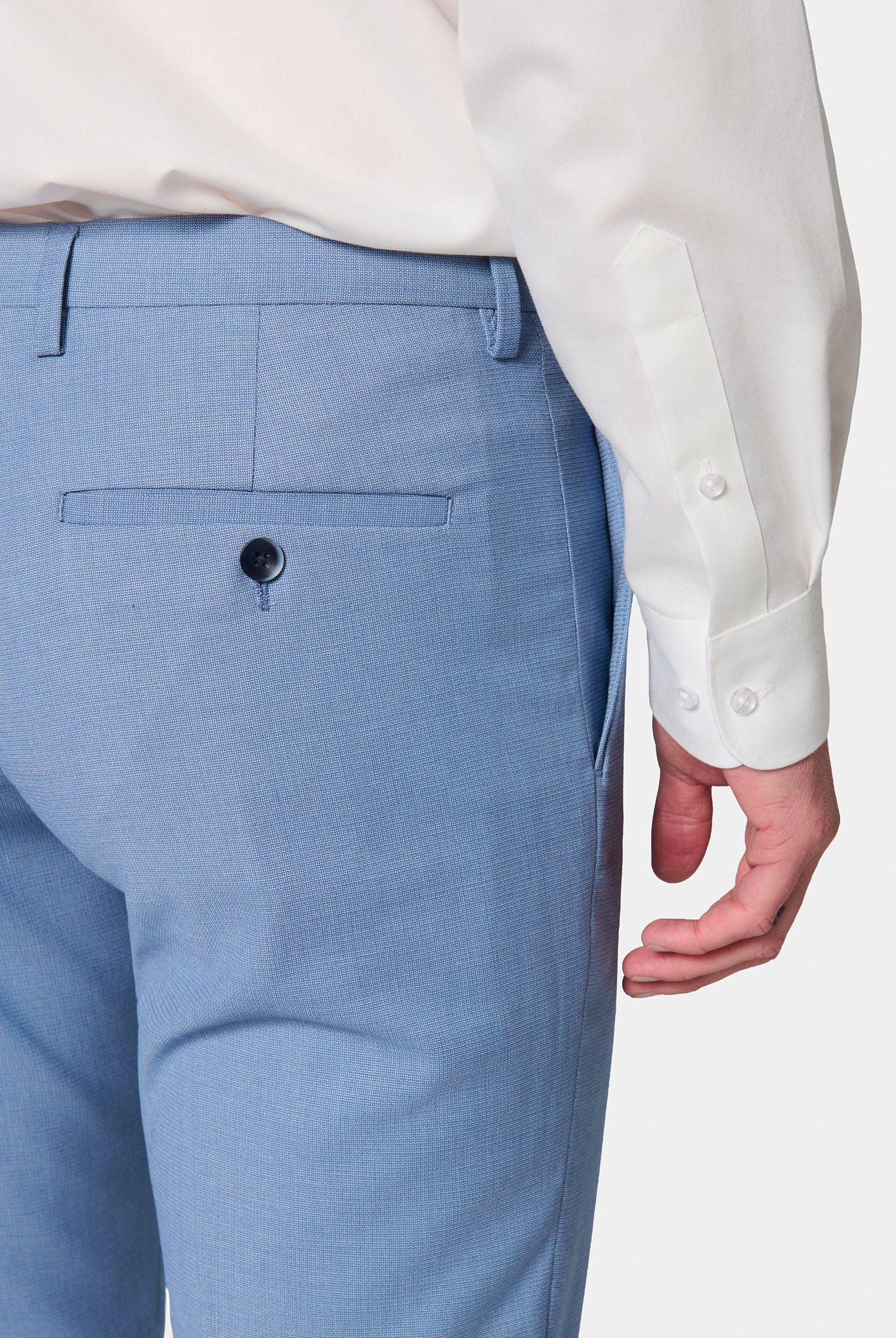 Pantalon de costume ajusté stretch à micro-motif Jerem, ceinture sartoriale stretch, ceinture sartoriale